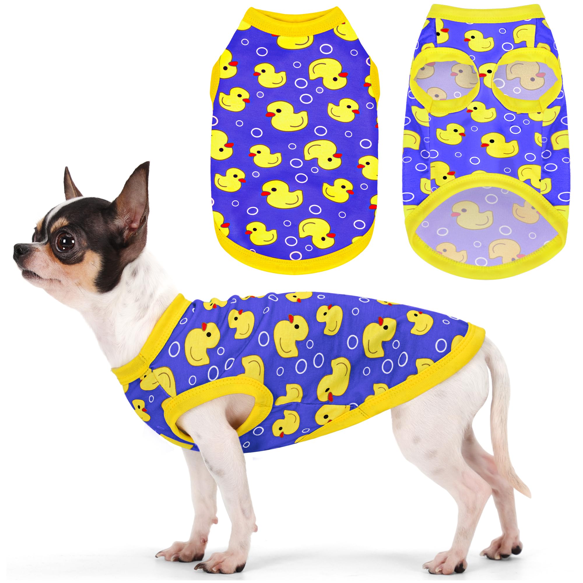 Adorable Yellow Duck Dog Shirt: Lightweight Polyester Cartoon Puppy Vest, Small Medium & Large Dog T-Shirt, Summer Pet Clothes, 