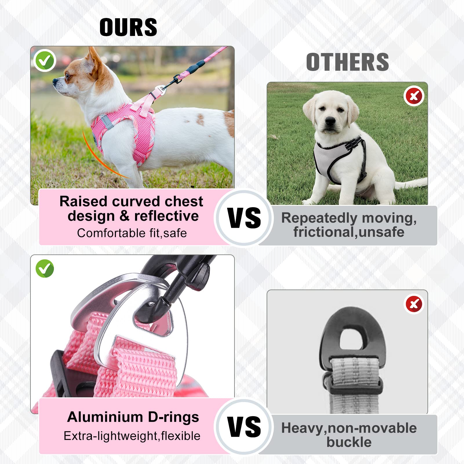 Beautyzoo Dog Harness And Leash Set For Small Medium Dogs,No Pull Step-In Harness For Puppy S M Sized Dogs And Cats,Air Mesh Adjustable Breathable Soft No Chock Escape Proof Vest Harnesses,Pink Xxs