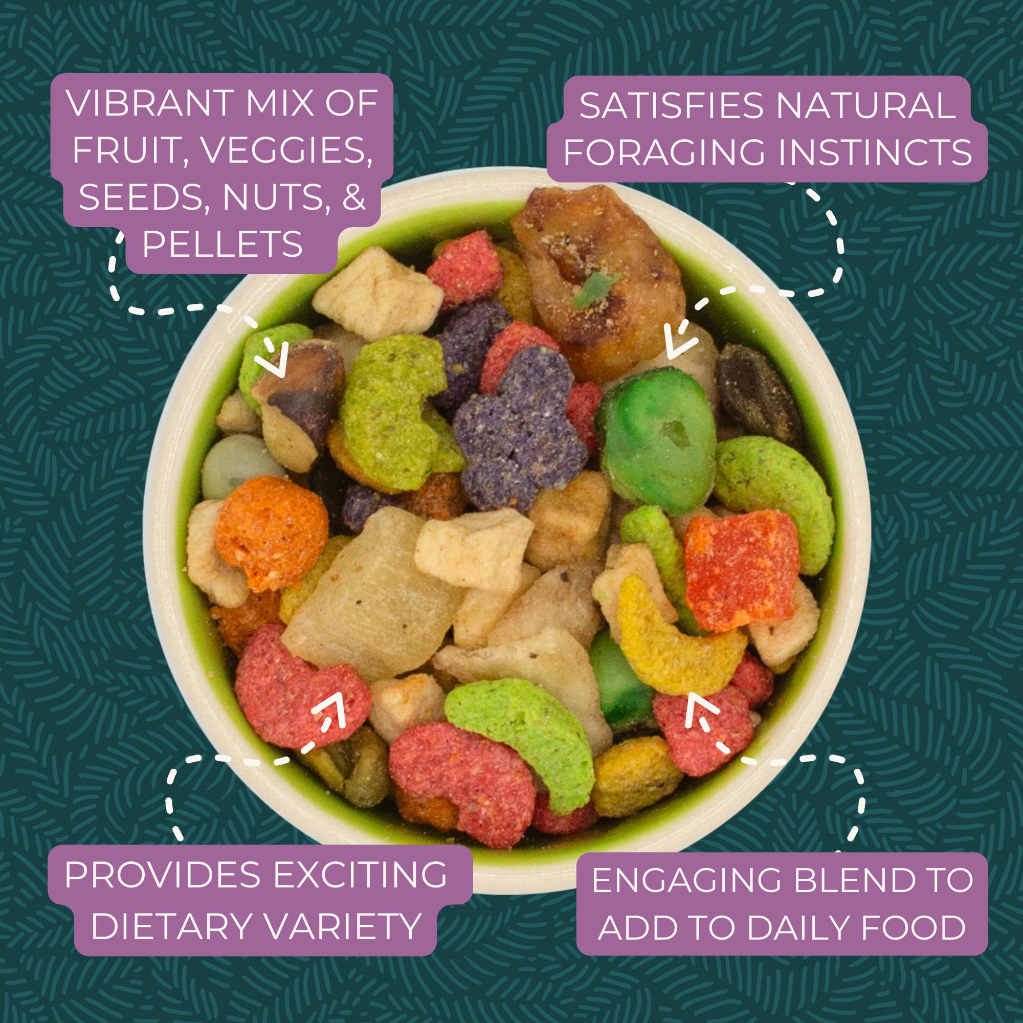 ZuPreem Pure Fun Bird Food, Parrot, Conure, Caique, African Grey, Eclectus, Small Cockatoo, Seed and Pellet Blend for Medium Lar