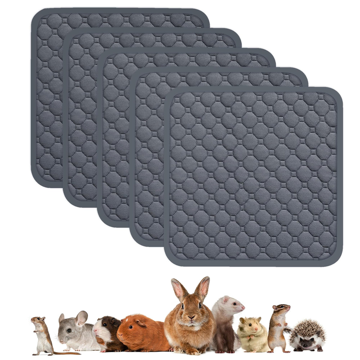 Guinea Pig Cage Liners, C&C 1X1 Washable Guinea Pig Fleece Bedding for Midwest Cage, Reusable & Anti Slip & Waterproof, Absorben