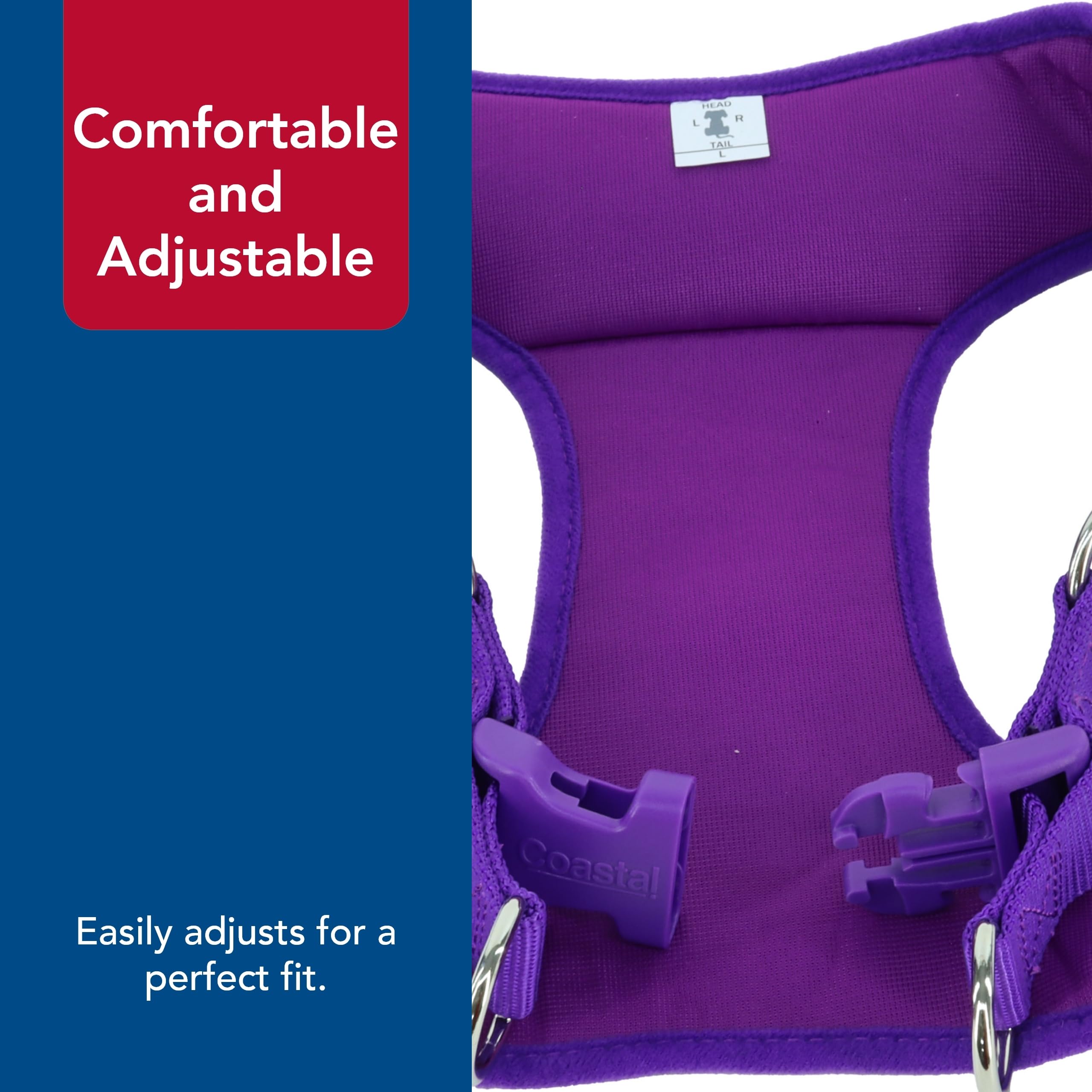 Coastal Pet Comfort Soft Wrap Adjustable Dog Harness - Comfortable Harness For Dog - Adjustable Fit - Easy Step-In Design - Breathable Fabric Mesh - Orchid, 3/8' X 11'-13'