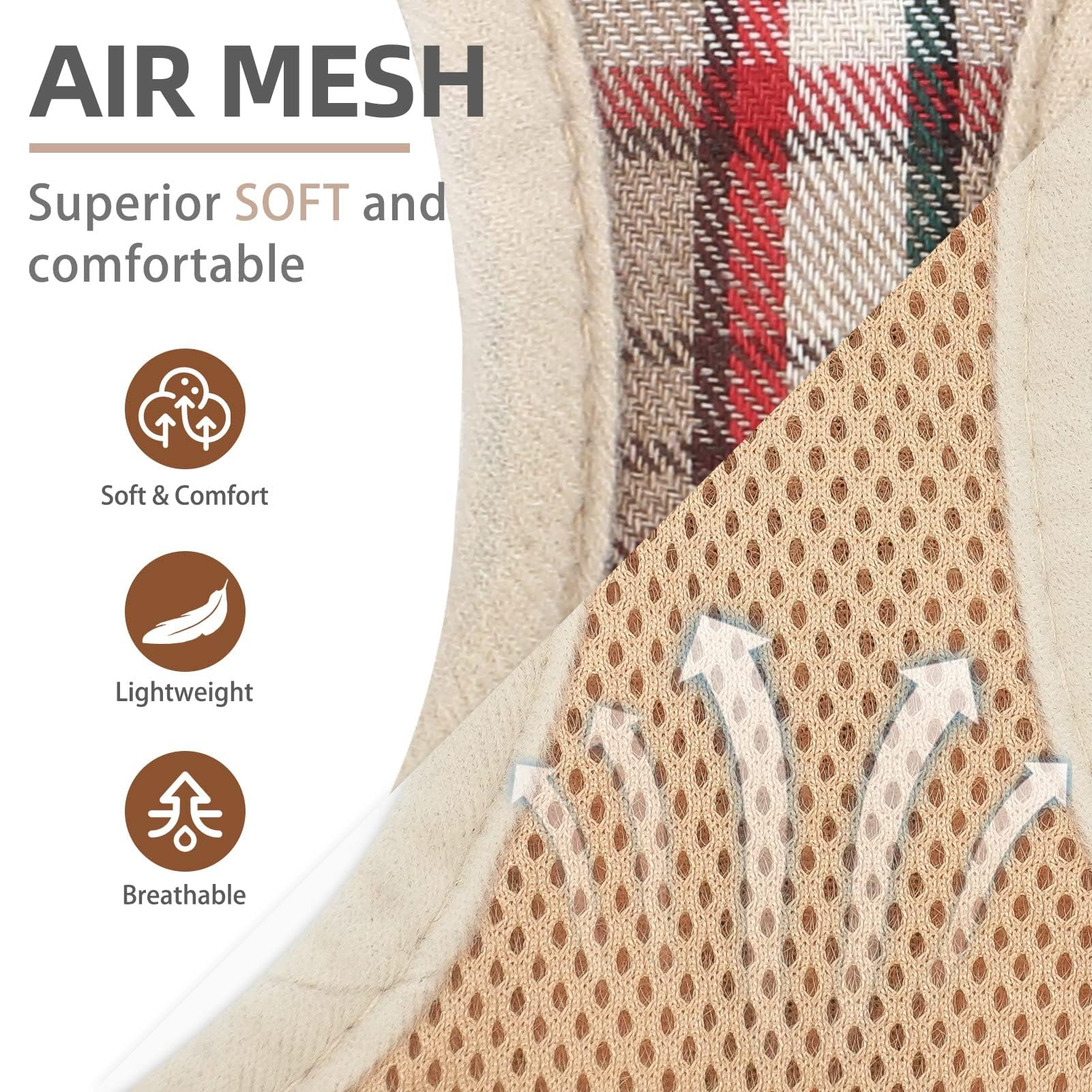 Pupteck Adjustable Dog Harness Collar And Leash Set Step In No Pull Pet Harness For Small Medium Dogs Puppy And Cats Outdoor Walking Running, Soft Mesh Padded Reflective Vest Harnesses, Khaki S