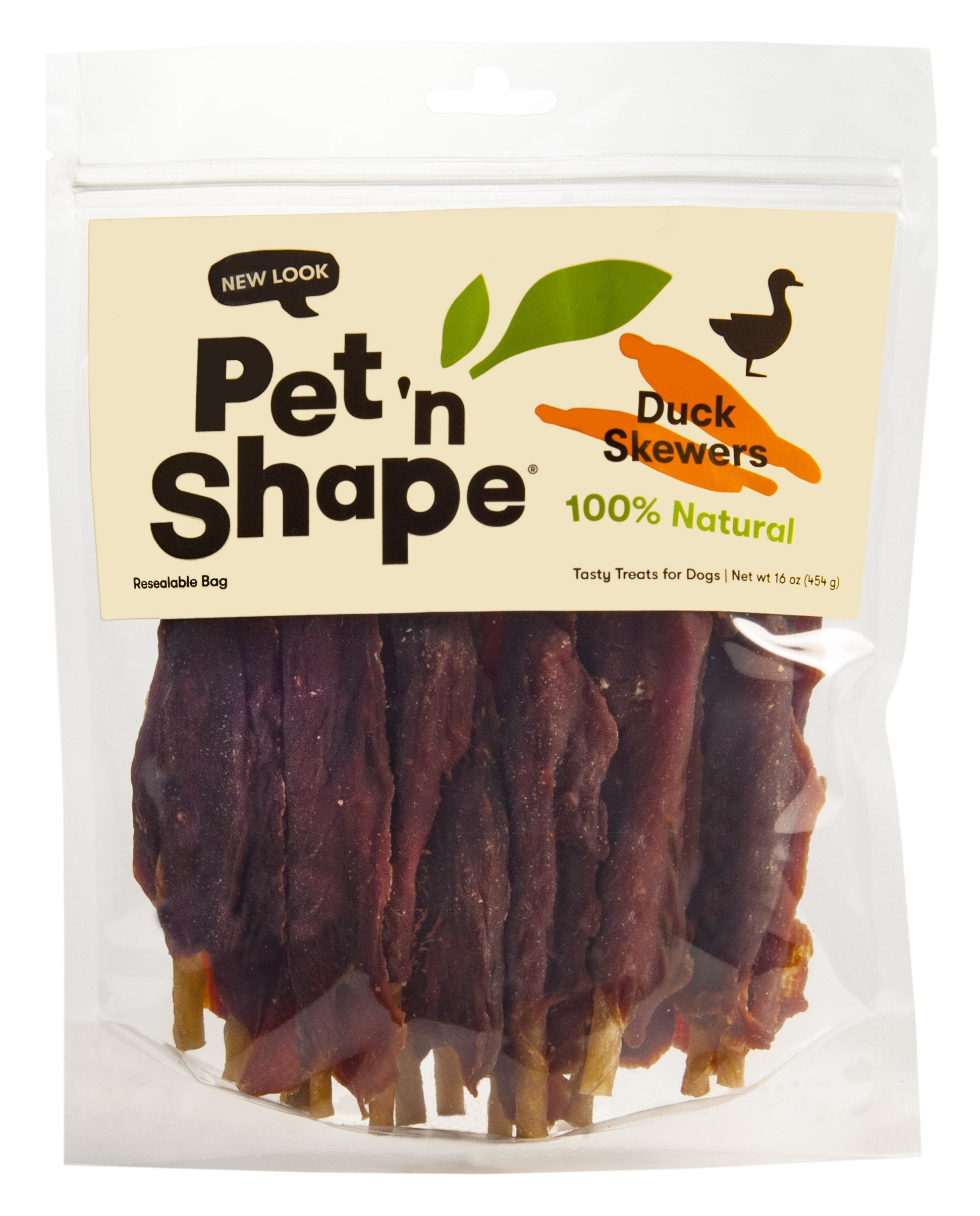 Pet n Shape Chik n Skewers - Duck Wrapped Rawhide Chew Dog Treats - 1 Pound