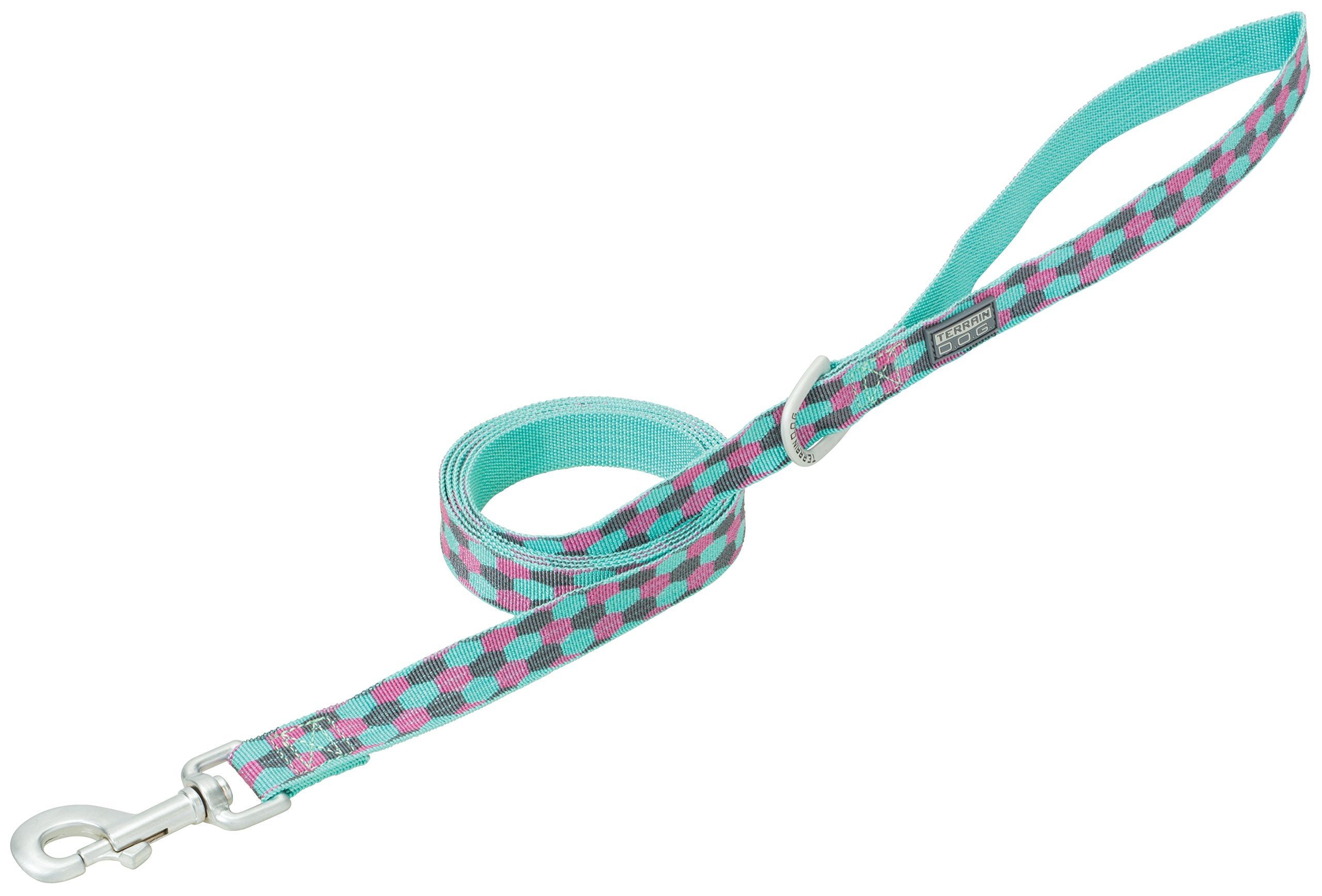 Terrain D.O.G. Patterned Dog Leash, Mint/Pink/Gray Honeycomb, 3/4' X 6'