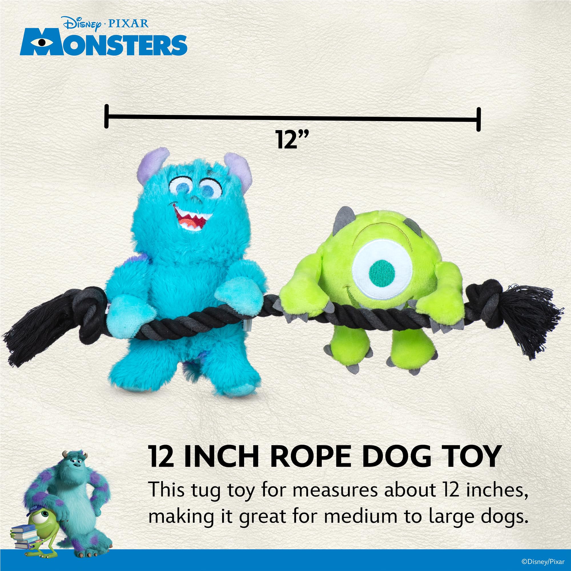 Disney For Pets Pixars Monsters, Inc. Rope Pet Toy, 12In | Disney Pixar Dog Toys | Rope Tug Toy For Dogs Inspired By Mike And Su