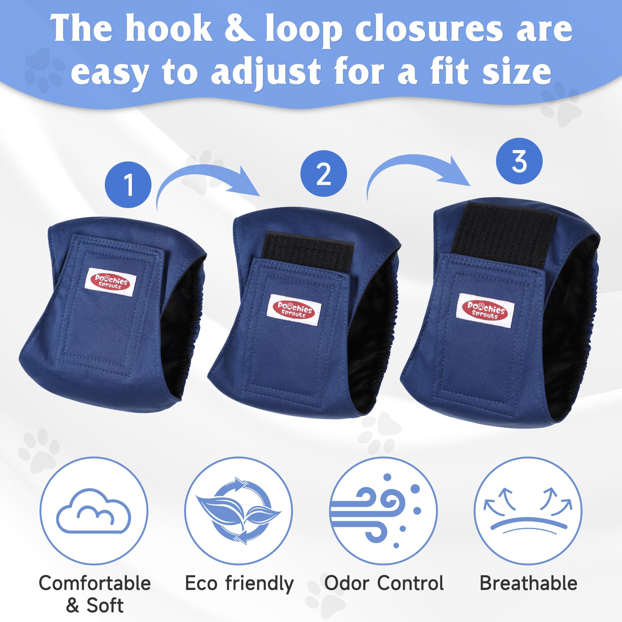 Poochies Sprouts Washable Belly Bands For Male Dogs (Pack Of 4), Reusable Diapers, Belly Wrap, Medium