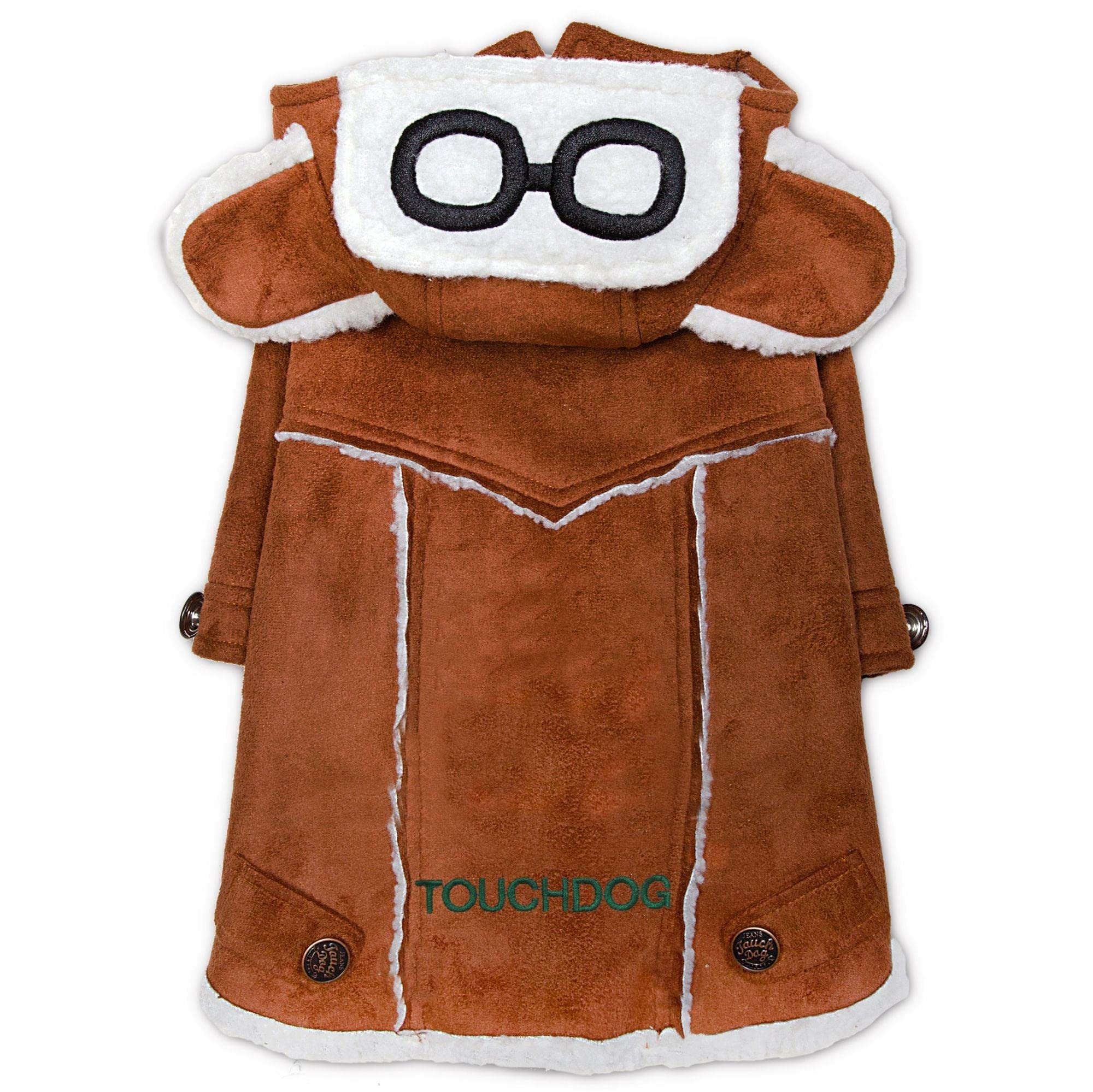 Touchdog Tuskegee Aerovintage Designer Dog Coat , Small, Brown