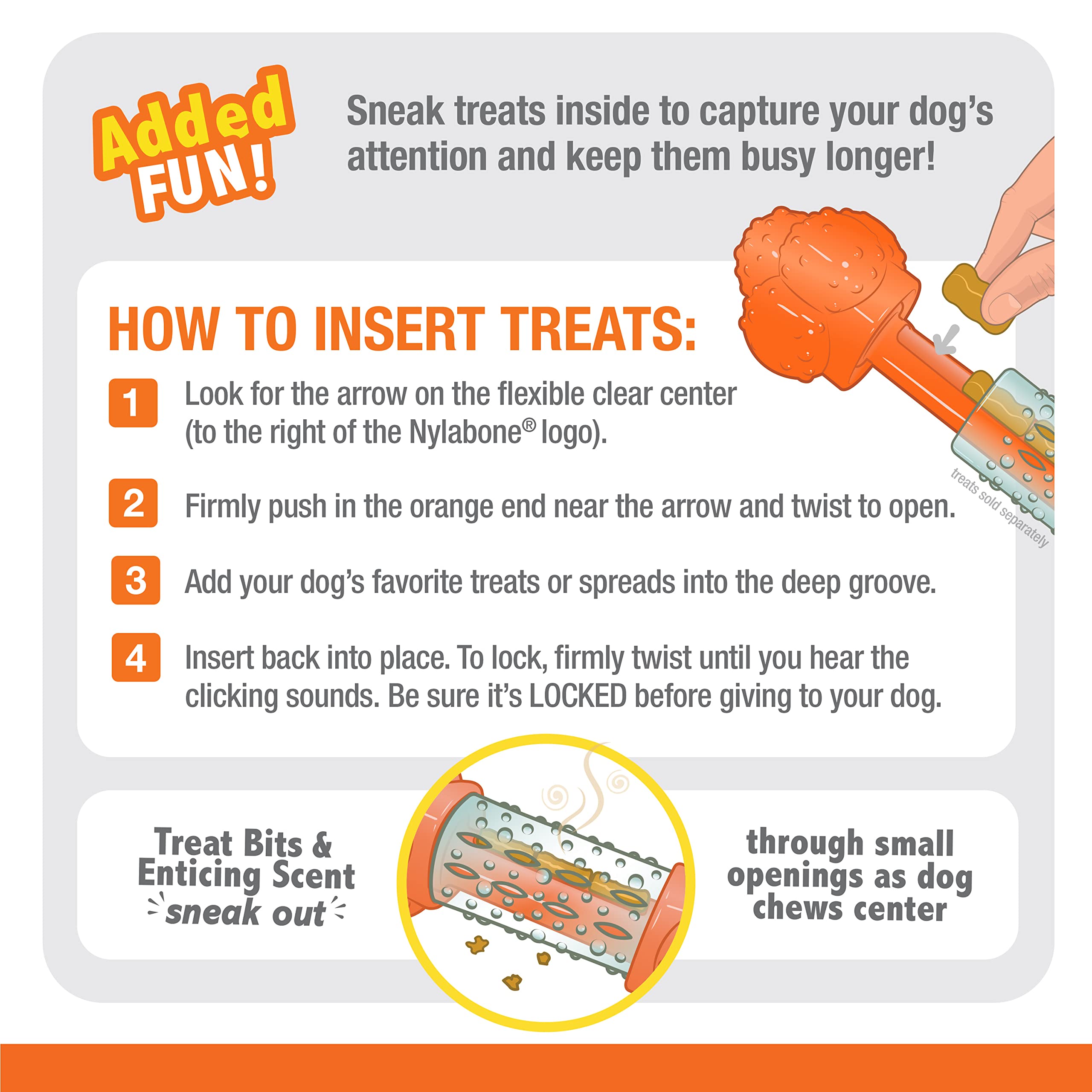 Nylabone Strong Chew Sneaky Snacker Treat Toy for Dogs, Interactive Dog Enrichment Chew Toys, Bacon Flavor, Medium/Wolf - Up to