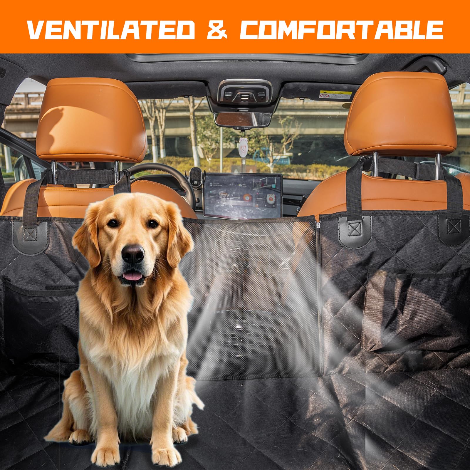 Isagapoy Back Seat Extender For Dogs - Large Space, Hard Bottom Pet Car Seat Cover (Holds 400Lbs) With Removable Soft Blankets &