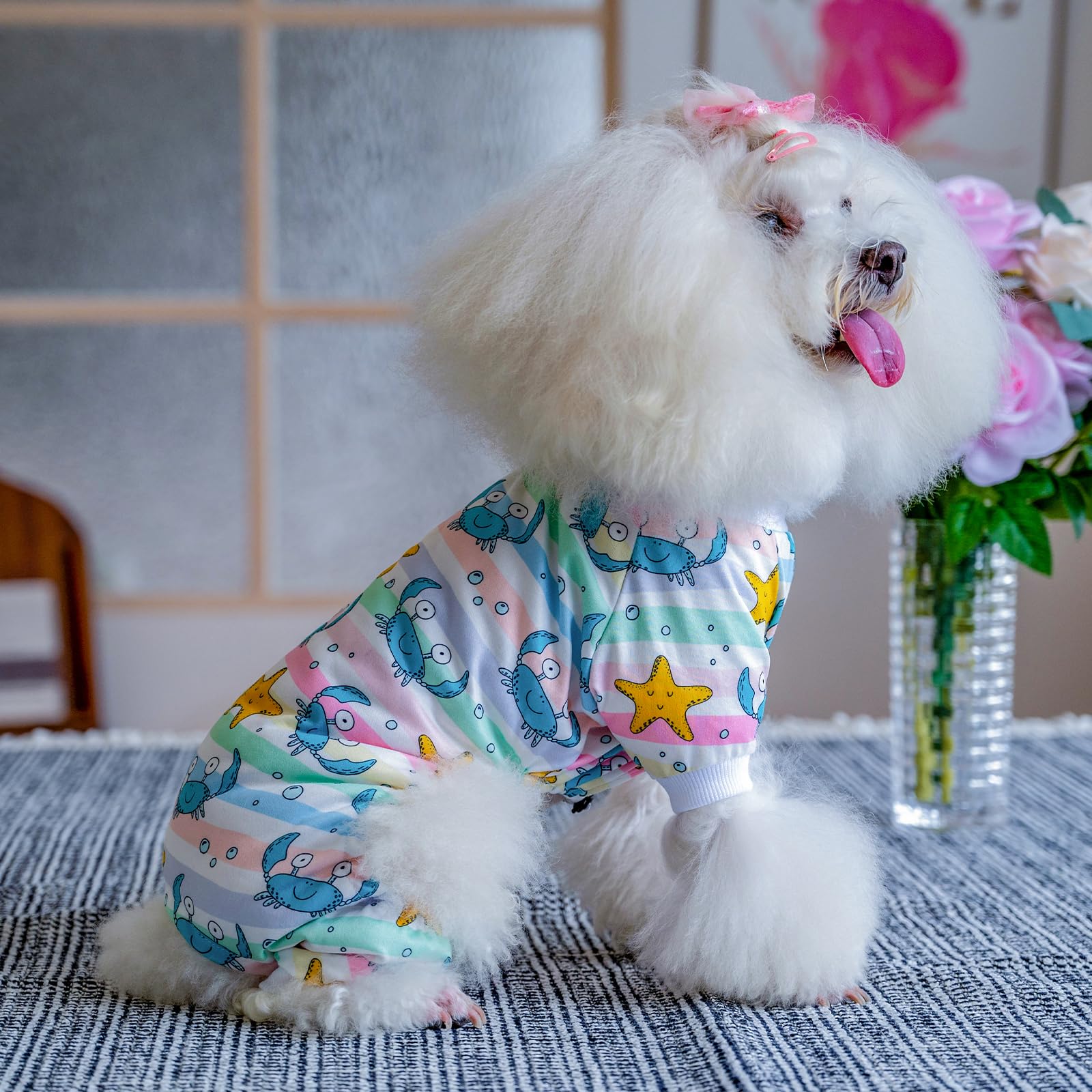 Cutebone Small Dog Pajamas Shirt Stretchy Summer Puppy Pjs Soft Cat Onesies Pet Clothes For Daily Wear Da22L