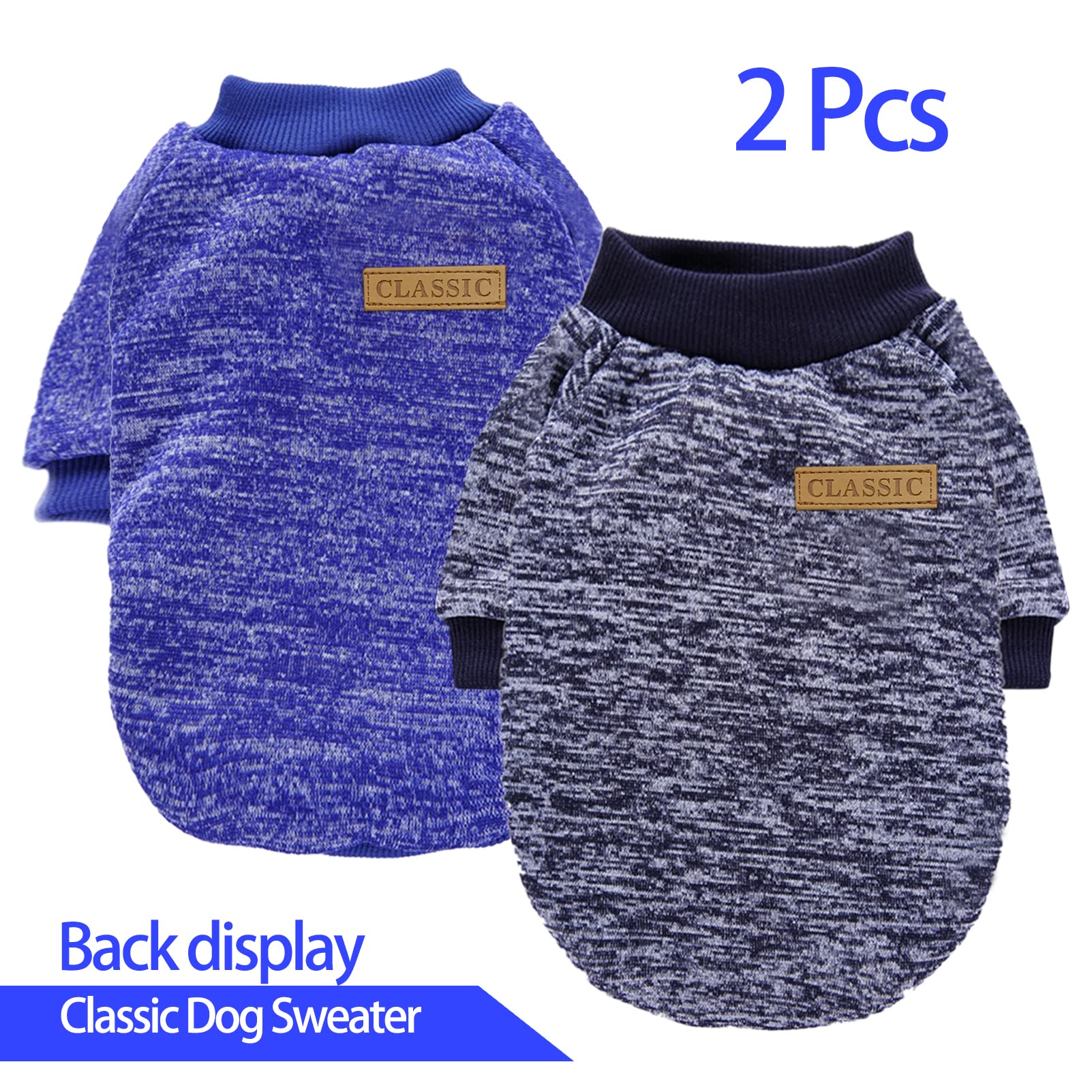 Chborless Pet Dog & Cat Sweater - Warm Pajamas, Soft Puppy Clothes For Small Dogs, Winter Doggie Sweatshirt (Xxs, Dark Blue+Navy