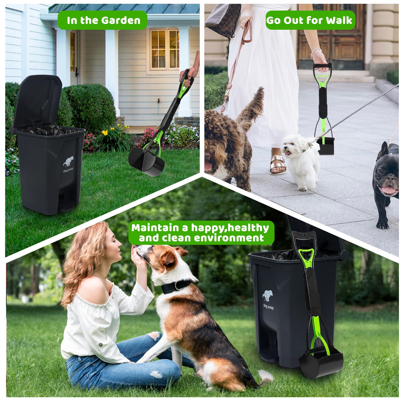 Uppcasir Dog Poop Trash Can Outside With Foldable Pooper Scooper, 20L/5Gallon Dog Waste Trash Can With Lid And 100 Bags, Pedal A