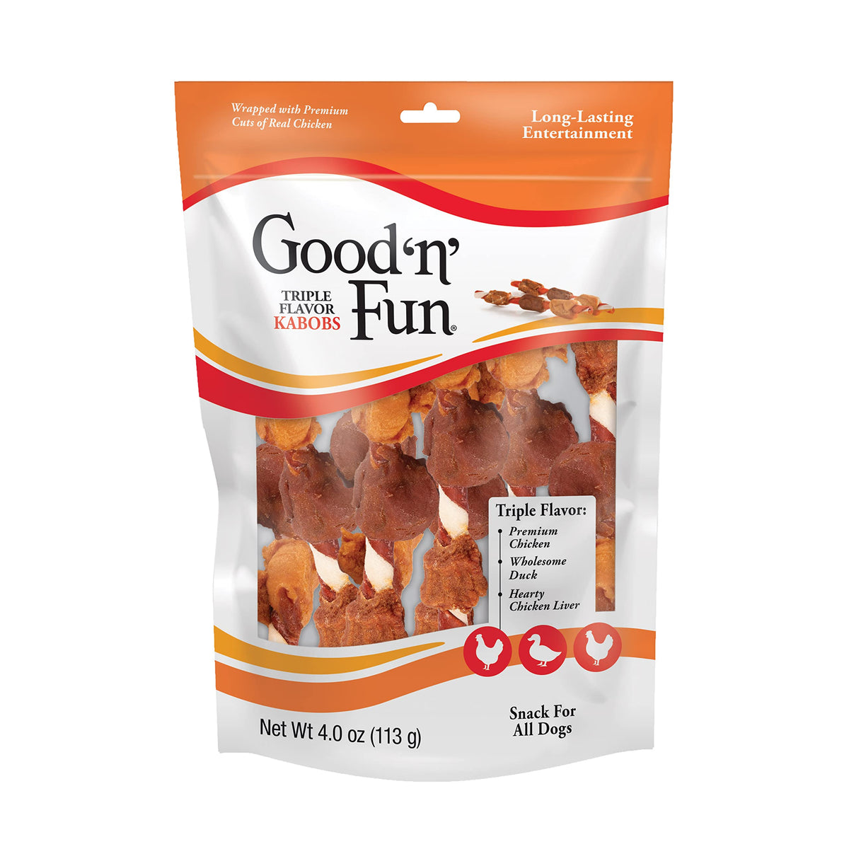 Good'N'Fun Triple Flavored Rawhide Kabobs For Dogs