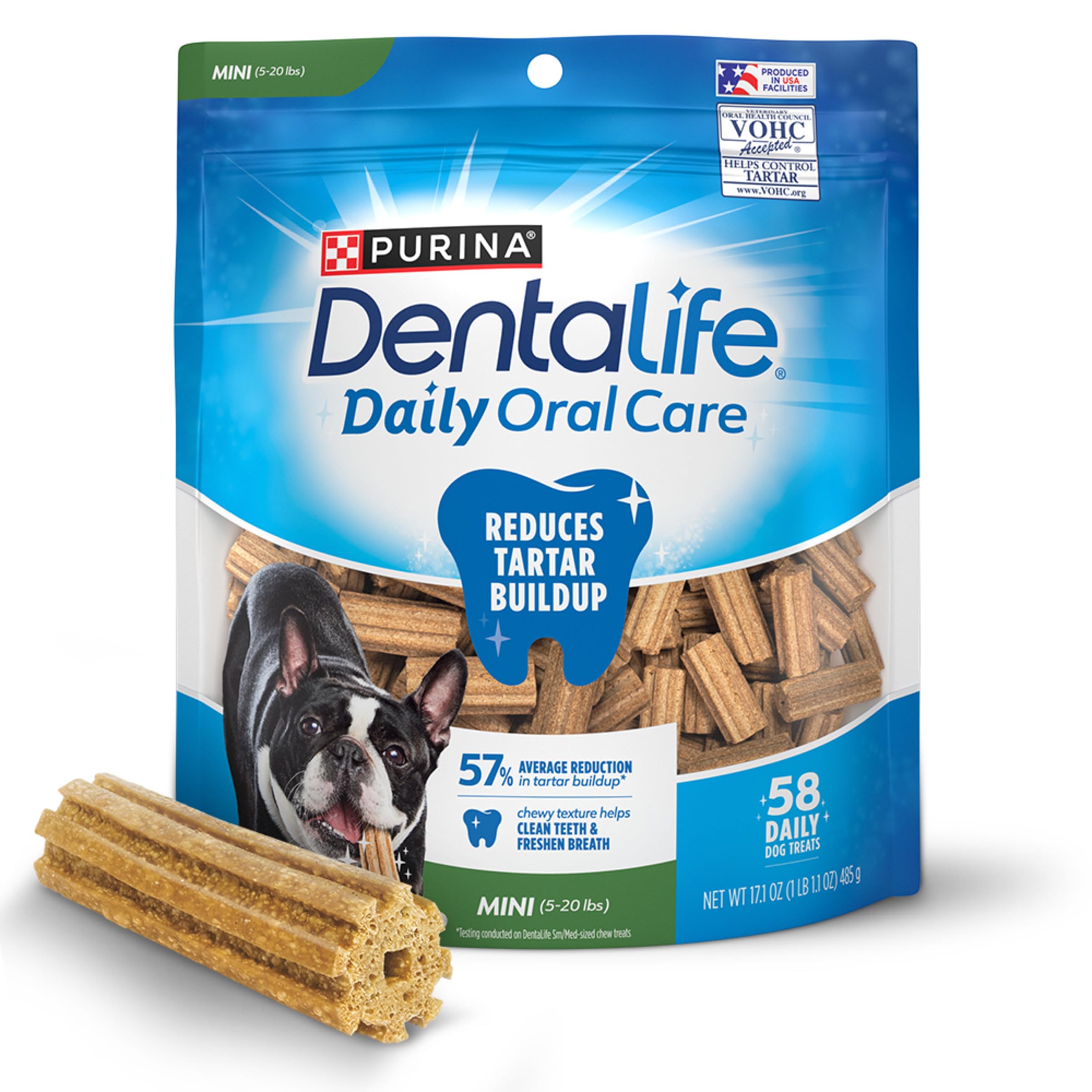 Purina Dentalife Daily Oral Care Chicken Flavor Toy Breed Dog Dental Chews - 58 ct. Pouch