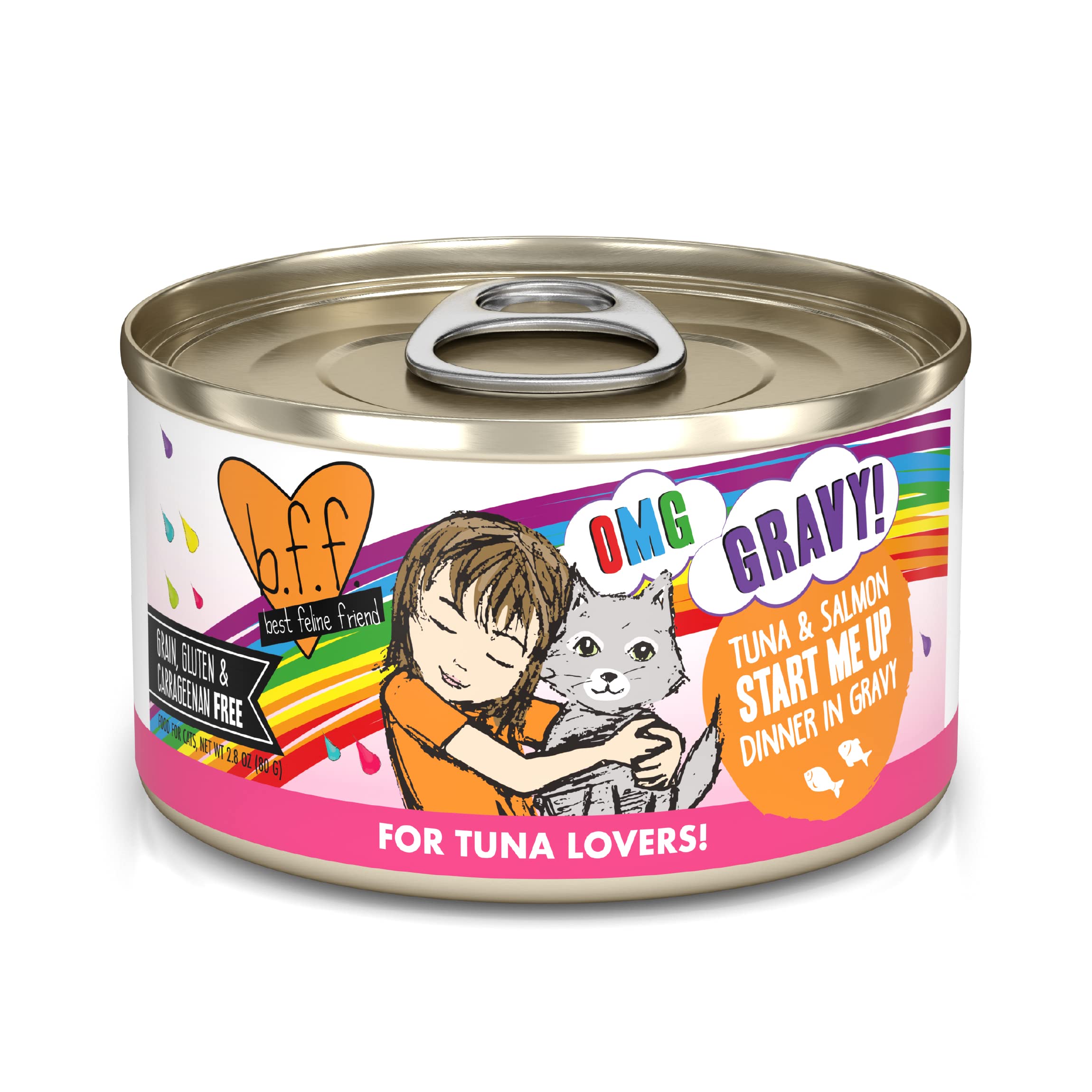 B.F.F. OMG - Best Feline Friend Oh My Gravy!, Tuna & Salmon Start Me Up with Tuna & Salmon, 2.8oz Can (Pack of 12)