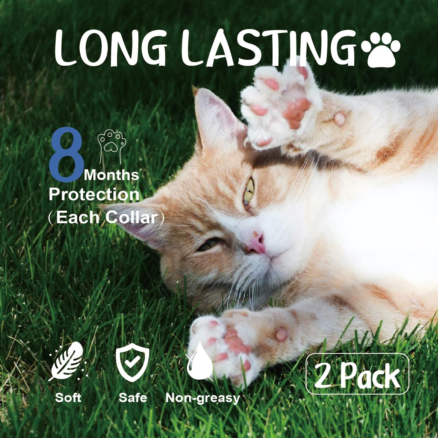 Advanllent Flea Collar for Cats, Natural Essential Oil, 2 Pack, 16 Months Protection, Waterproof, One Size Fits All