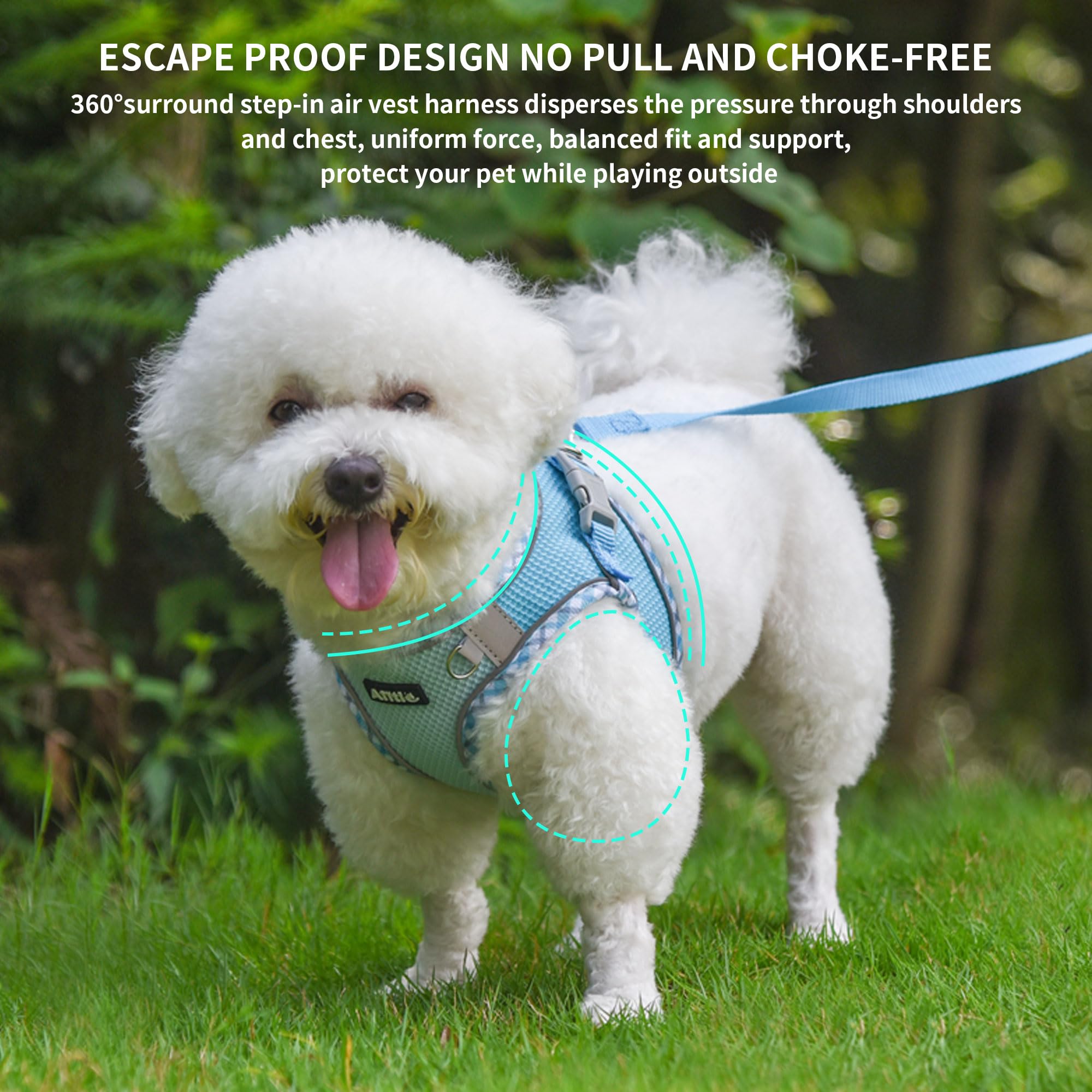 Aiitle Escape-Proof Dog Harness - Extra Soft Jacquard Fabric With Moisture-Wicking Lining, Adjustable Fit For Boston Terrier, Pe