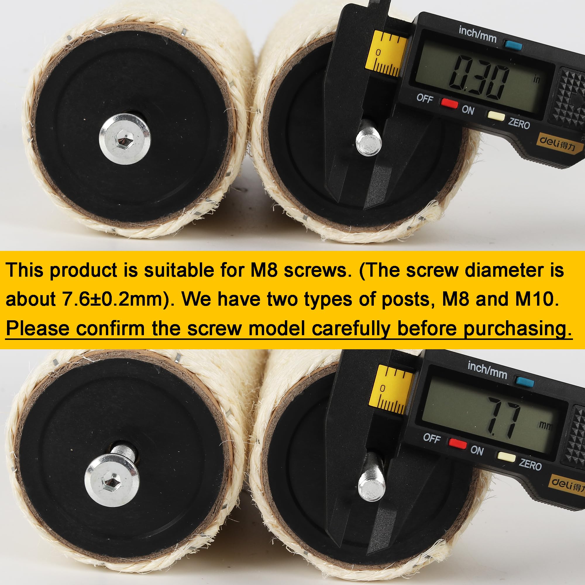 Neumiharo 4 Pcs 2.9In 7.4Cm Diameter Cat Tree Scratching Post Sisal Replacement Pole Parts (M8, 13.8In/35Cm)