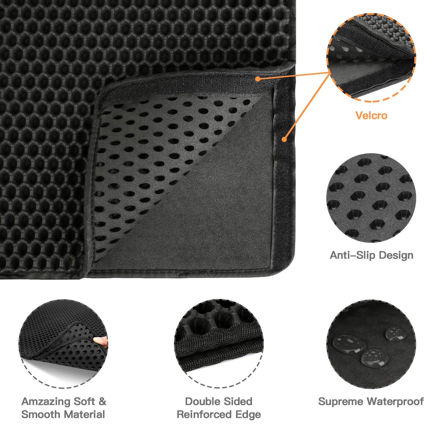 Polarduck Cat Litter Mat, 32 X 25, Cat Litter Trapping Mat Extra Large, Honeycomb Double Layer Design, Urine and Water Proof Mat