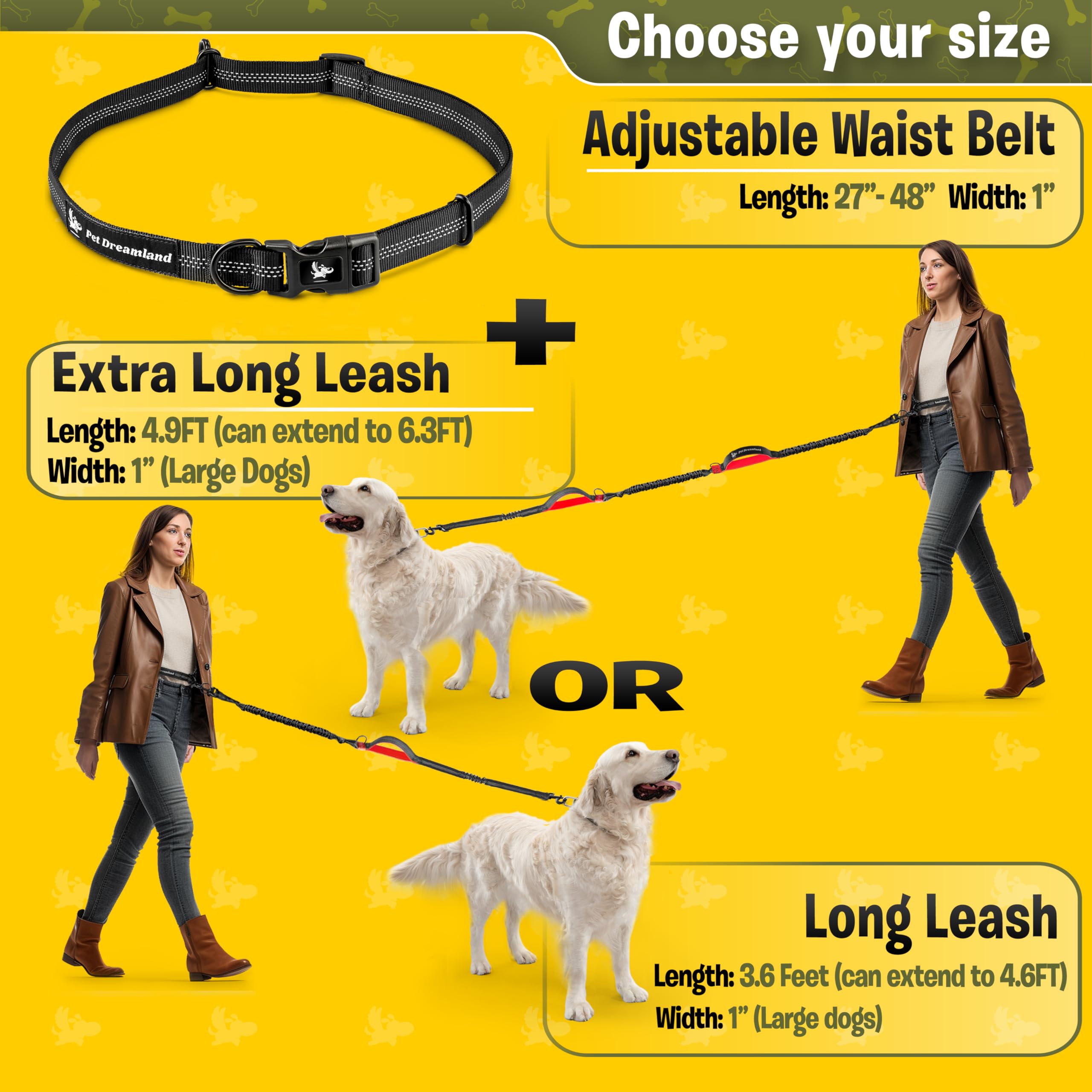Exquisite Hands-Free Leash For Large Dogs: Ultimate Comfort & Freedom For Running, Walking, Hiking. Premium Quality, Durable & V