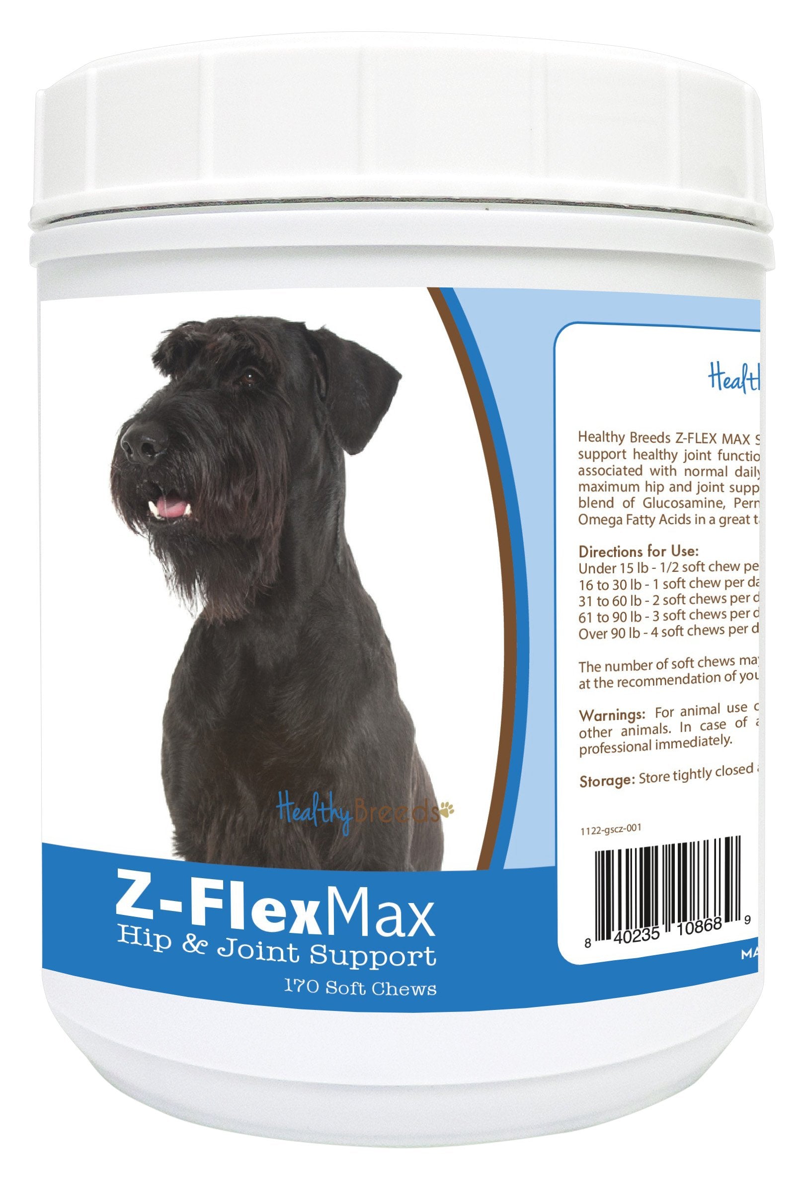 Healthy Breeds Giant Schnauzer Z-Flex Max Hip and Joint Soft Chews 170 Count