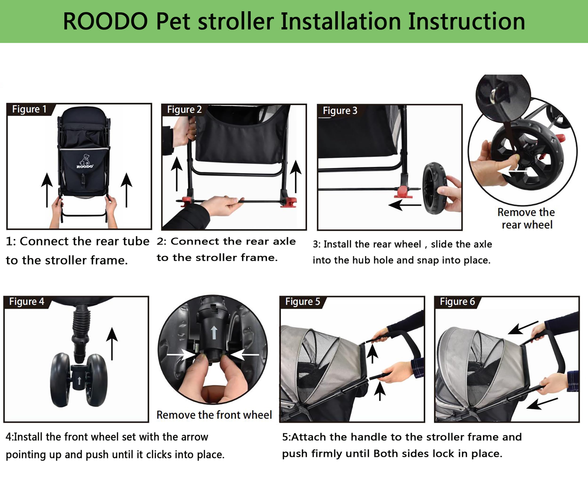 Roodo 3 Wheel Dog Pet Cat Stroller Best Lightweight Foldable Compact Portable Jogger All Terrain Travel Pet Gear Puppy Kitty Str