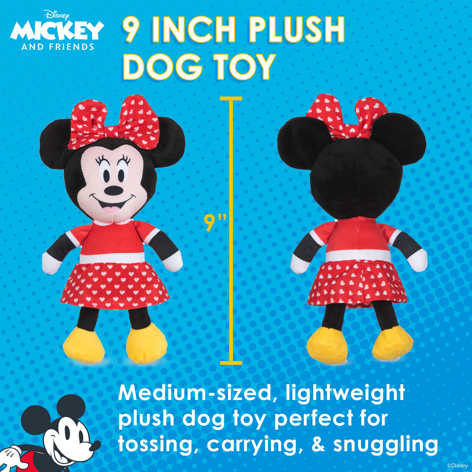 Disney For Pets Minnie Mouse Plush Squeaky Dog Toy 9In Dog Toys | Plush Squeaker Toy For Dogs Inspired By Minnie Mouse, Mickey A