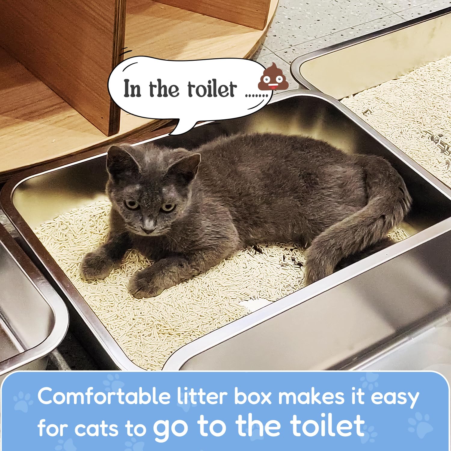 Lihong Stainless Steel Cat Litter Box,Small Metal Litter Box For Small Cats Hamster Rabbits,No Smell,Non Stick,Easy To Clean(18' Lx14 Wx4 H,M)