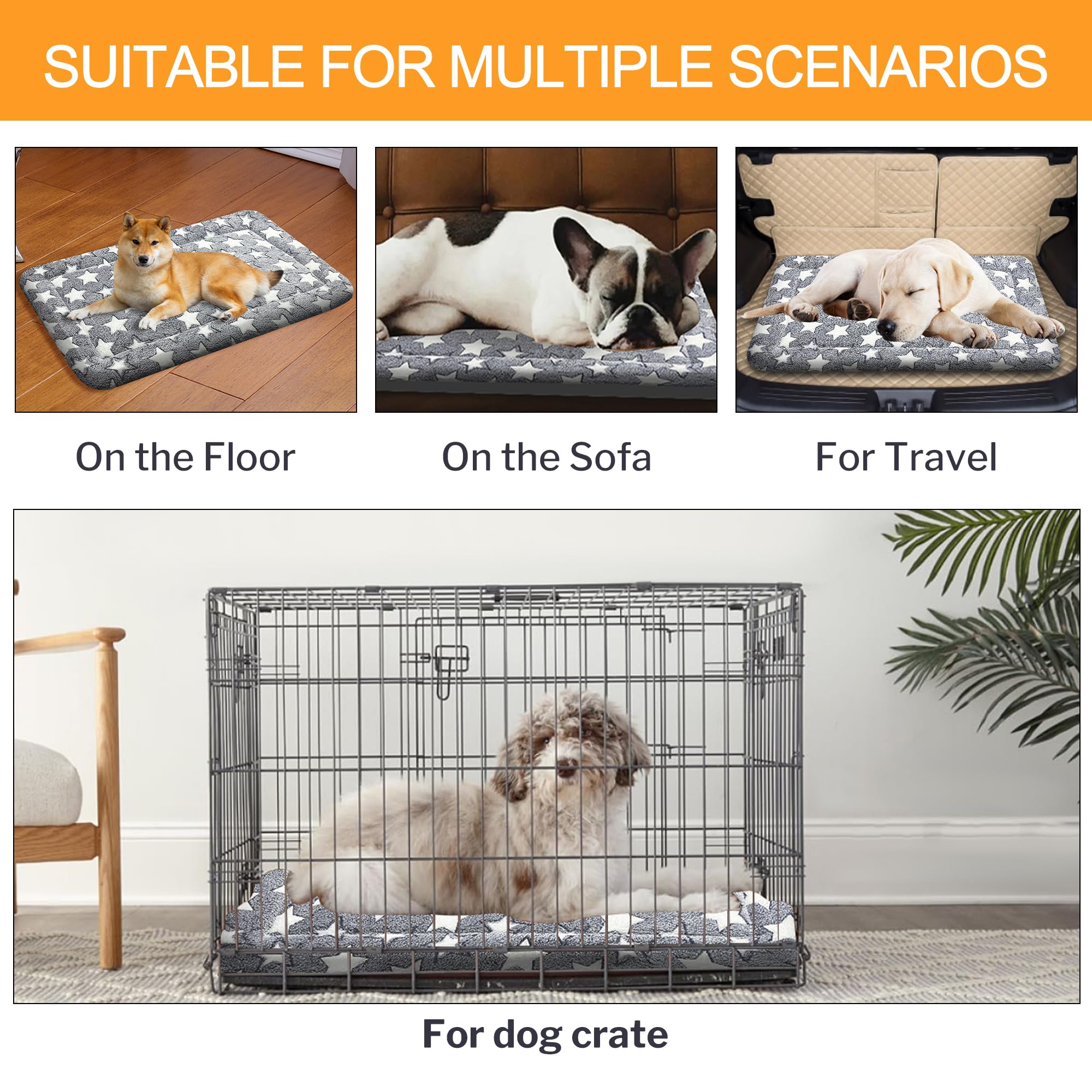 Large Dog Mat For Kennels - Waterproof, Machine Washable Beds, Ultra-Comfy And Chew Resistant, Perfect For Travel Or Indoor Use,