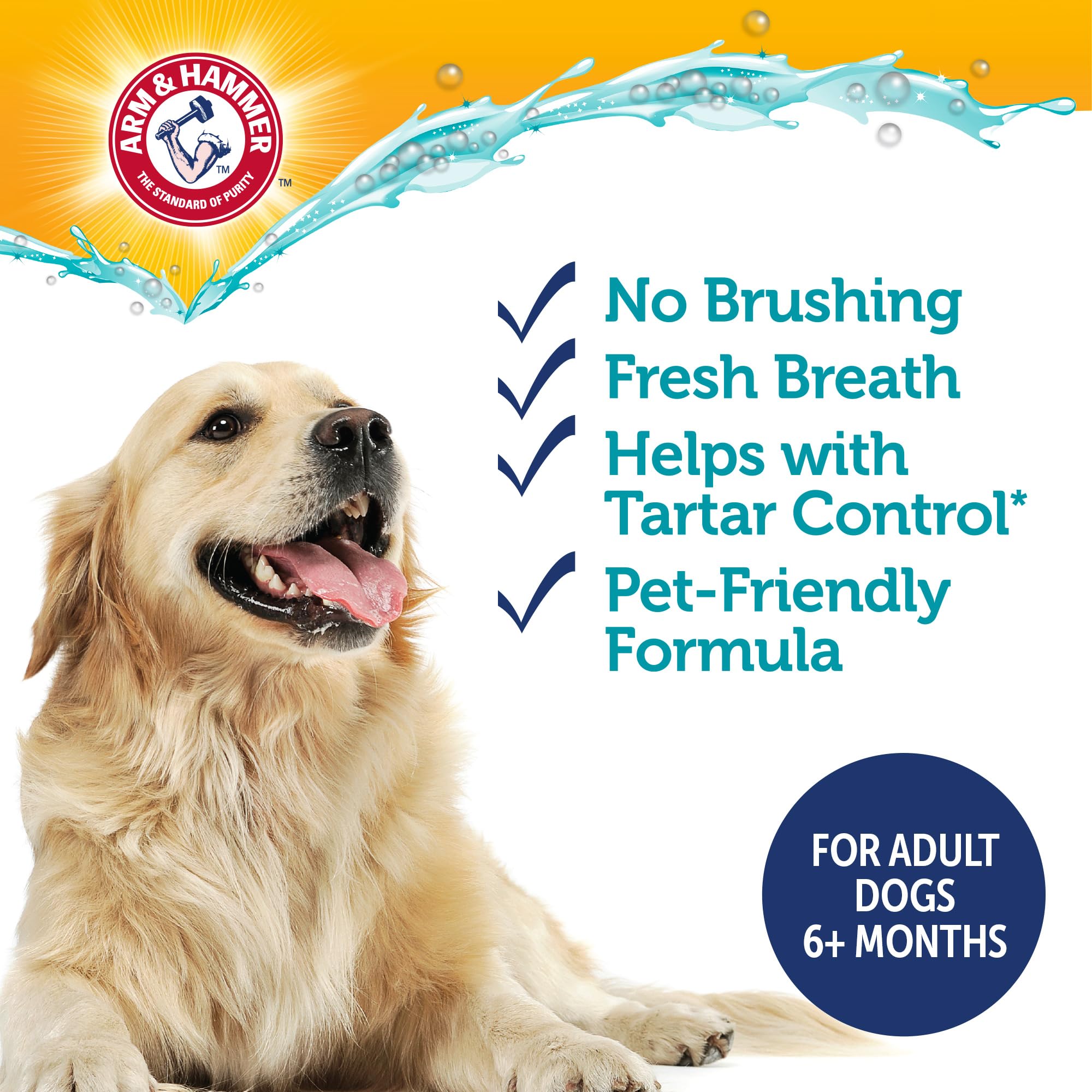 Arm & Hammer Complete Care Dental Water Additive for Dogs, Dog Breath Freshener, Dog Mouth Wash or Dental Rinse, Simply Add to P