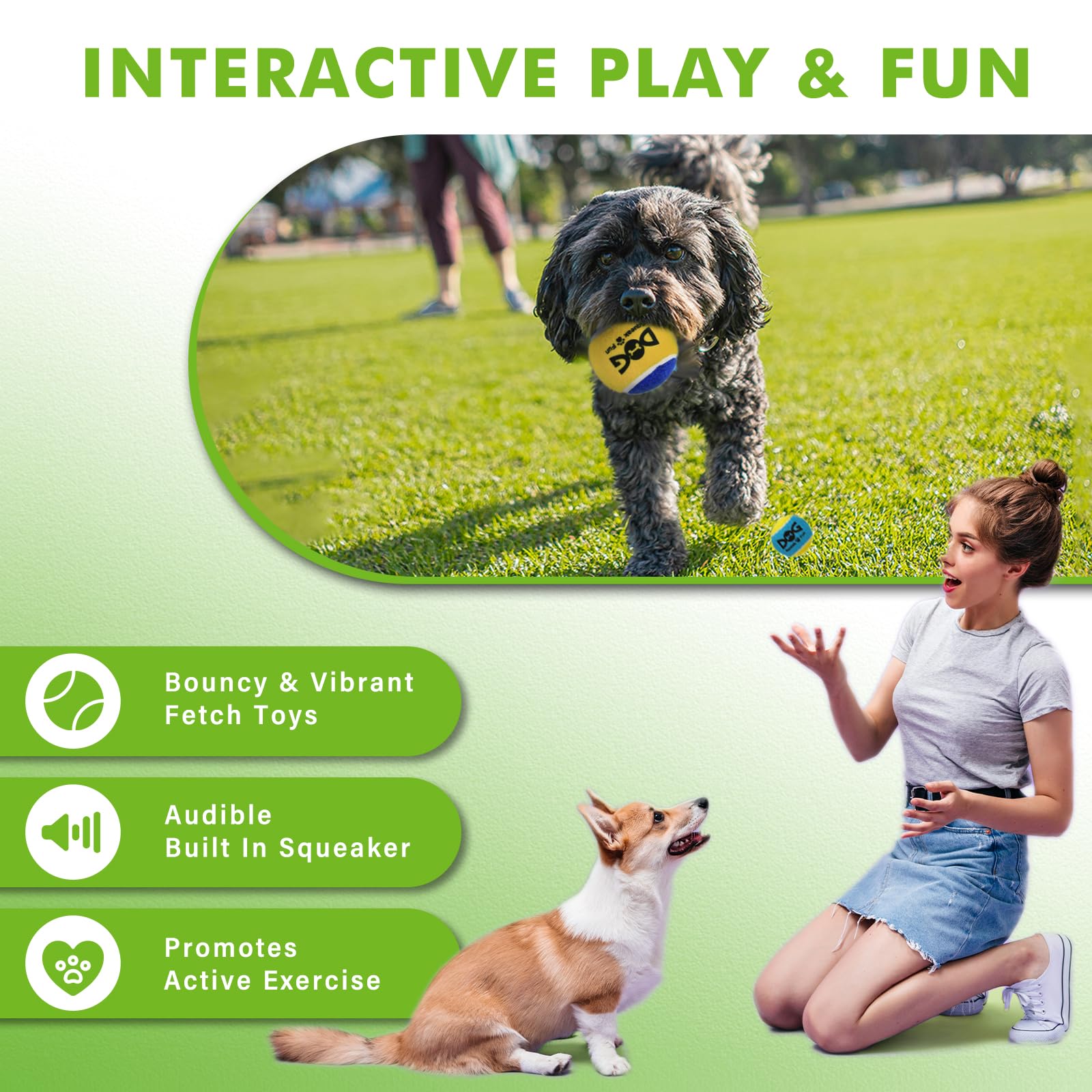 Insum Squeaky Balls For Dogs, Squeaky Dog Toys Balls For Fetch, Funny Puppy Chew Toys, Built-In Squeaker, Idea For Doggie Birthd