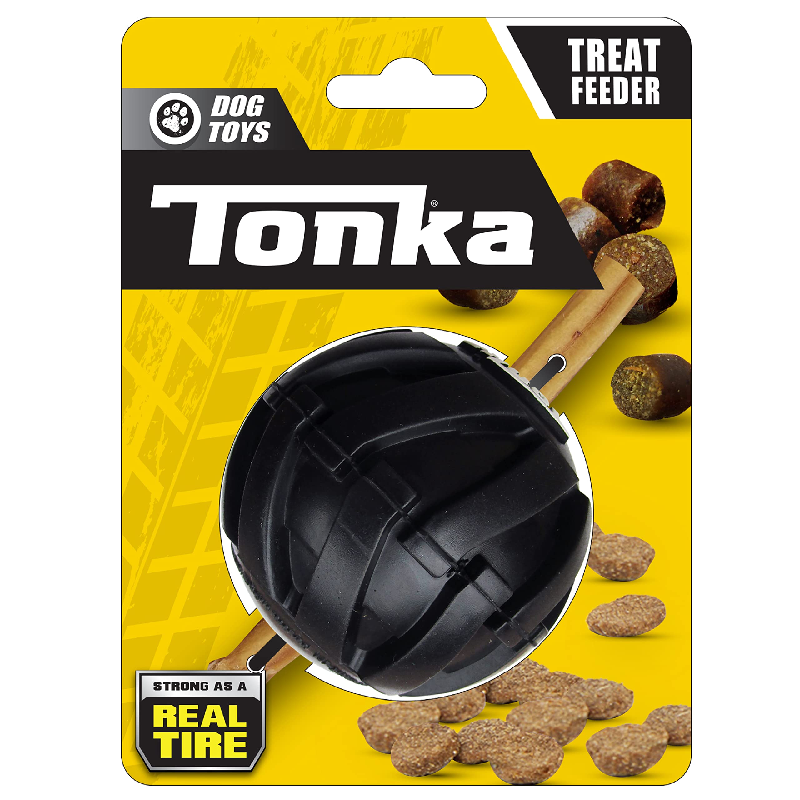 Tonka Mega Tread Ball Treat Holder Dog Toy, Lightweight, Durable and Water Resistant, 3 Inches, for Small/Medium/Large Breeds, S
