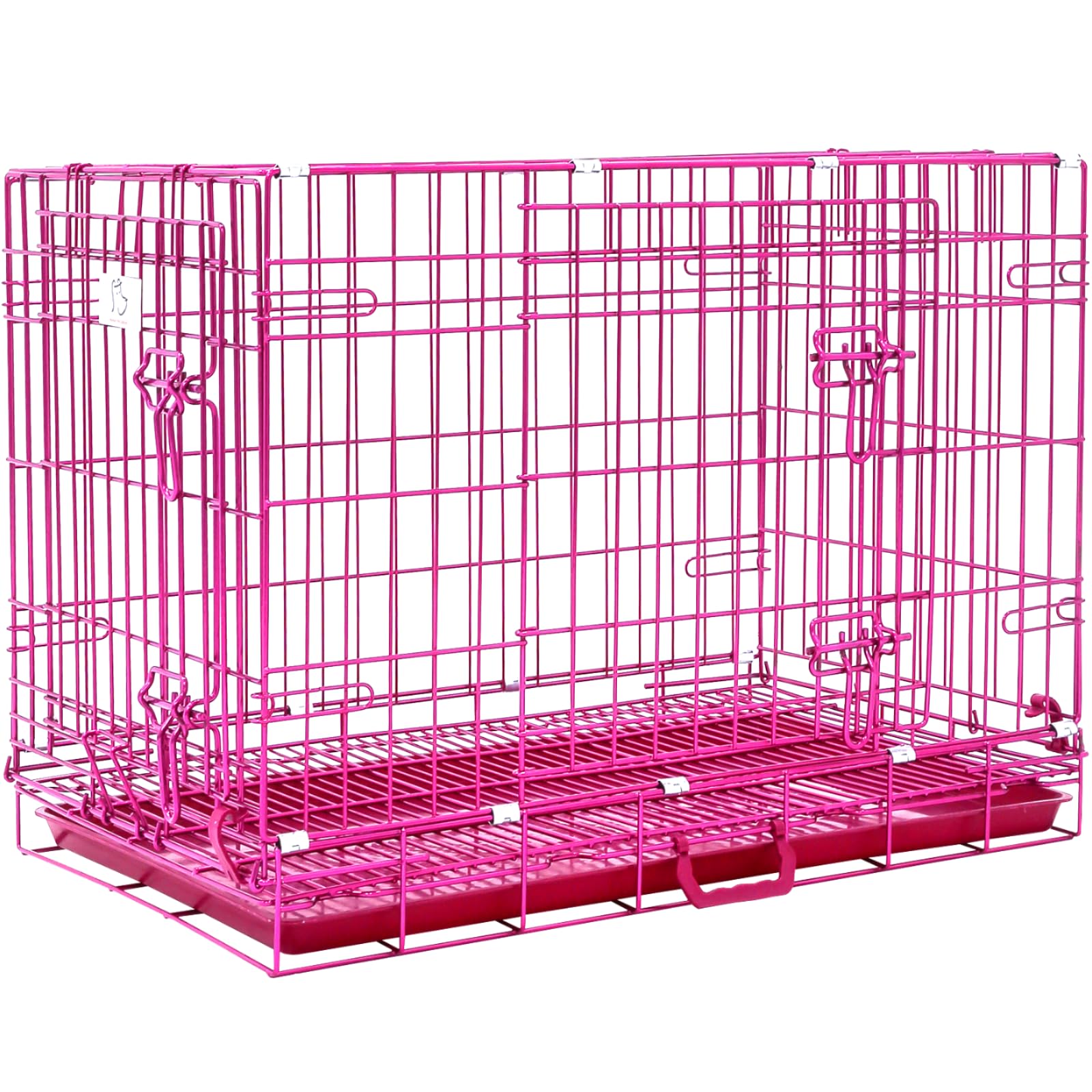 Homey Pet 30 Inch Pink Dog Crate, Cute Cage Medium Sized Dog Collapsible Small Dog Kennel Indoor Nano-Coated Metal Wire Dog Crat