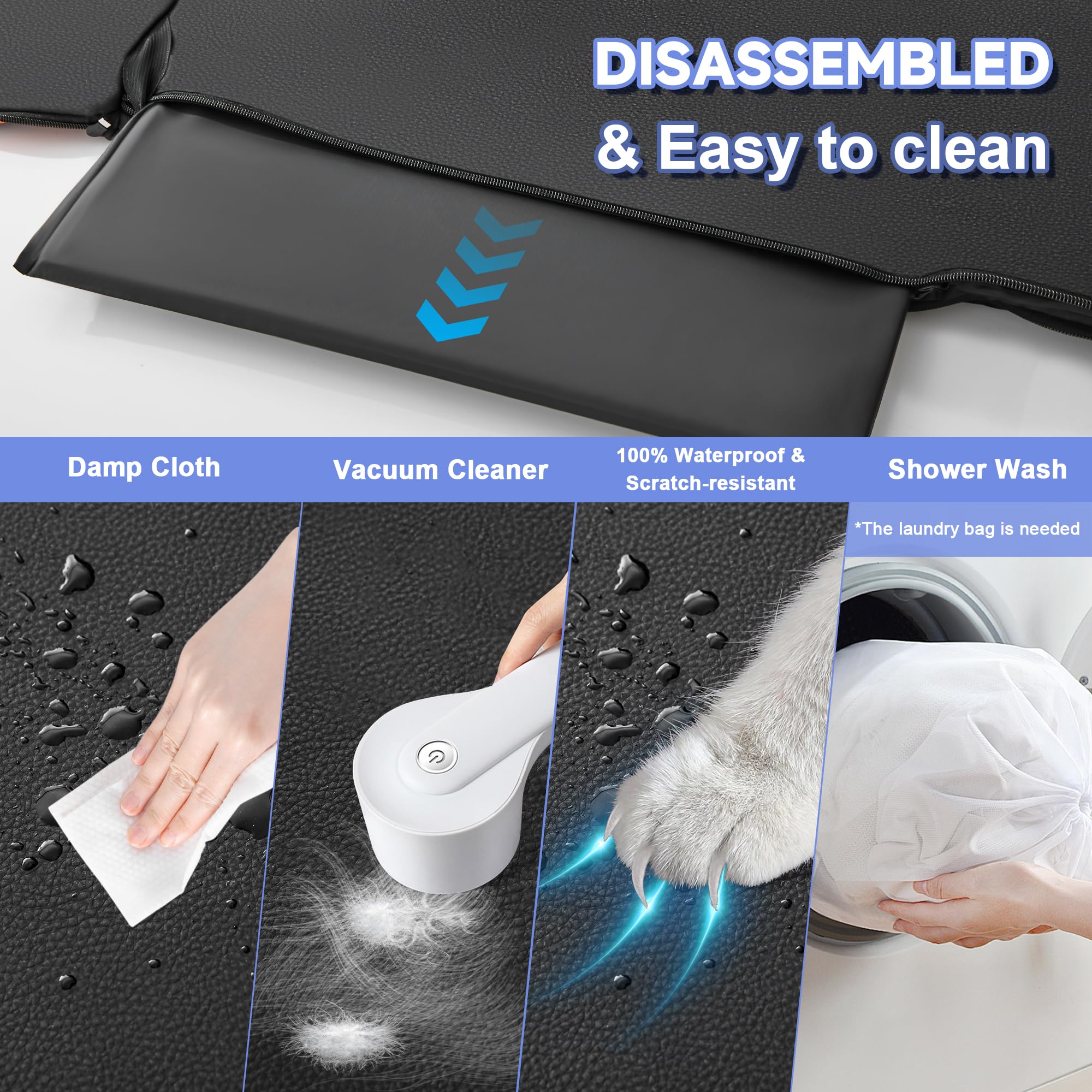 Spacocld Pu Leather Dog Car Seat Cover For Back Seat - Back Seat Extender For Dogs With Hard Bottom Holds 400 Lbs. 100% Waterpro