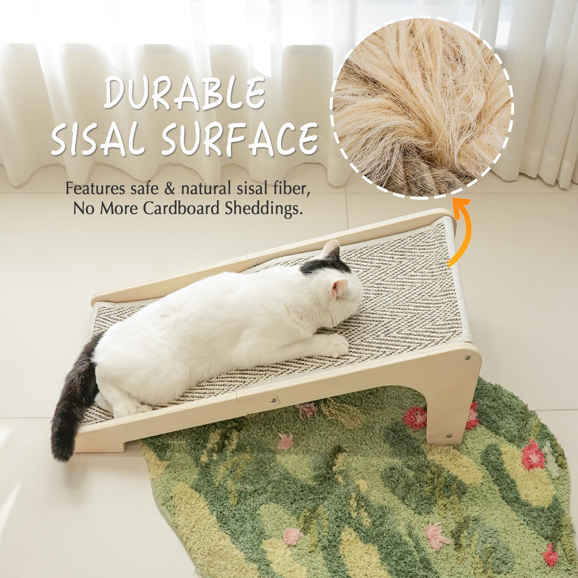 PETKARAY Cat Scratcher Ramp - L Shape Sisal Scratch Pad for Indoor Cats, Large Size, Chevron Color, Model LSS01-CV