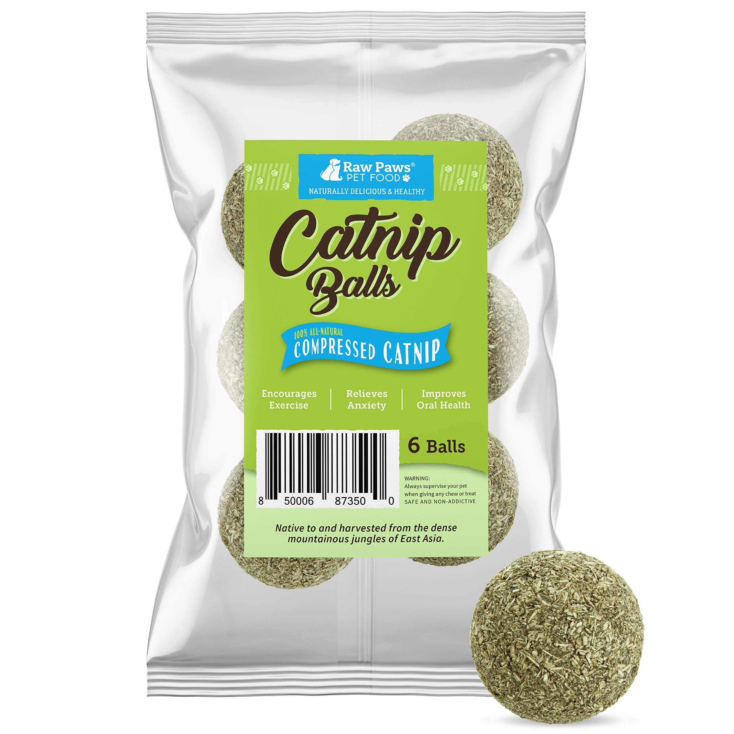Raw Paws Catnip Balls, 6 ct - Interactive Cat Toy for Indoor Cats - Cat Ball Toy - Kitten Toys - Cat Nip Ball Cat Toy - Cat Lick