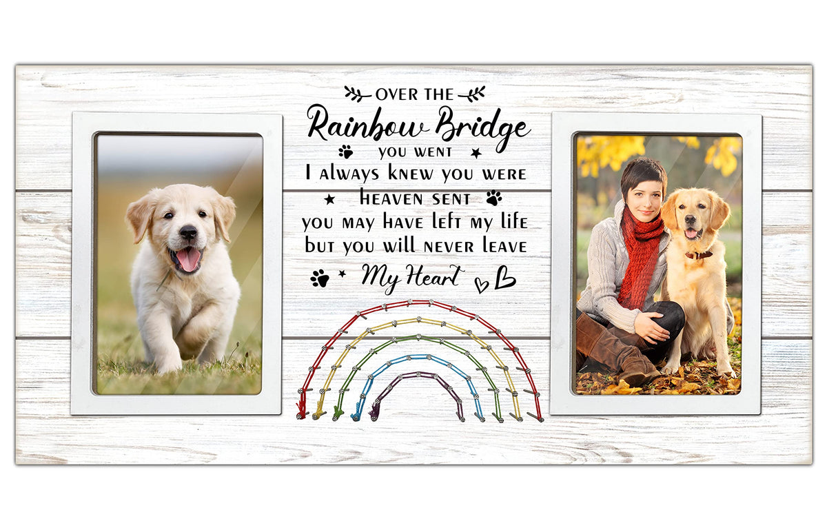 Cocomong Dog Memorial Gifts For Loss Of Dog Picture Frame, Pet Memorial Gifts For Dogs, Rainbow Bridge Dog Memorial Gifts, Sympathy Gift, Dog Passing Away Gift (2-4X6 Inches Photos)