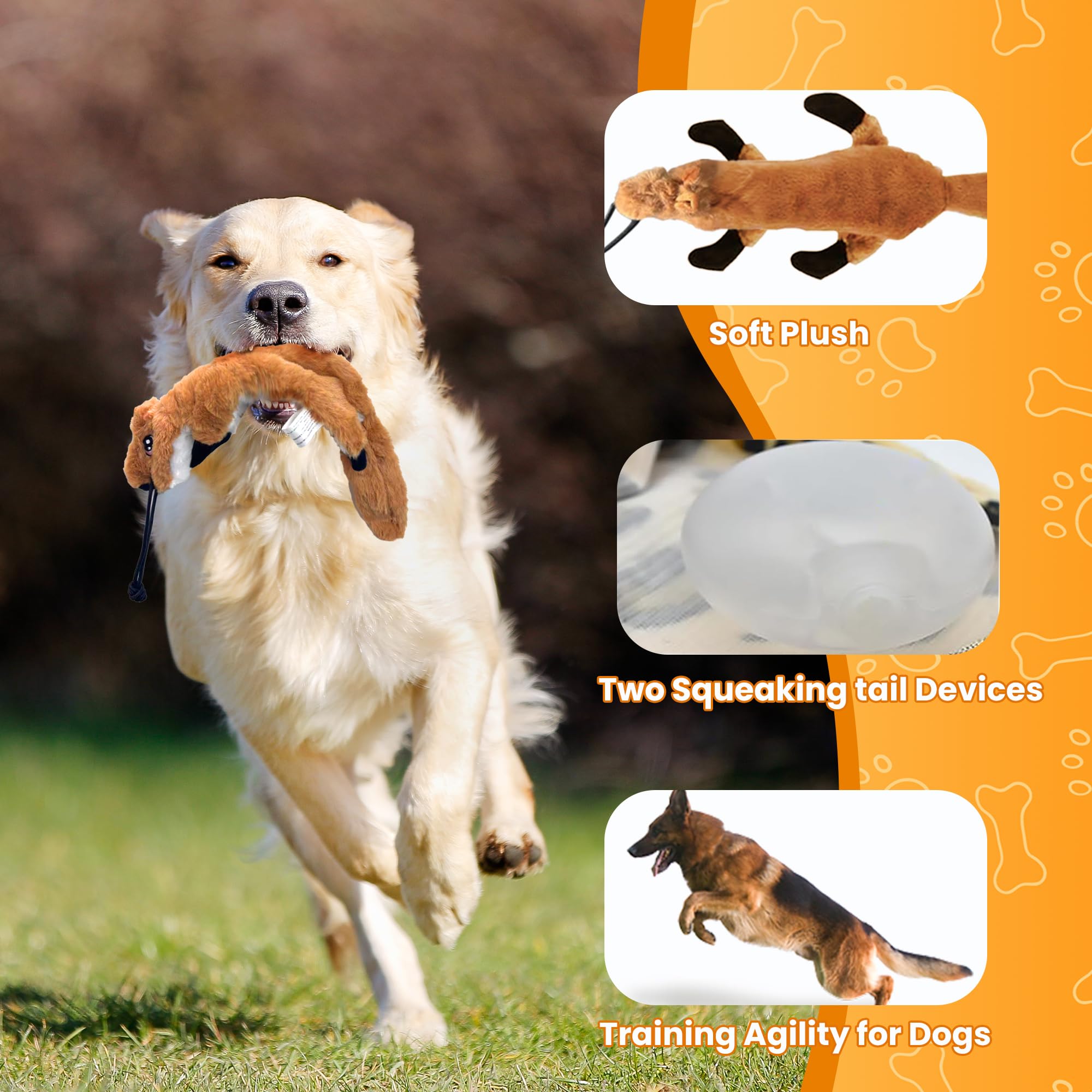 Gretmix Flirt Pole For Dogs, Interactive Dog Toys Extendable Teaser Wand With Lure Chewing Toy, Chase And Tug Of War For Small M