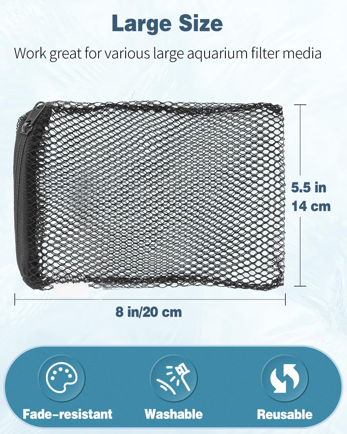 Pawfly 8 Pcs Aquarium Filter Media Bags, Fish Tank Coarse Mesh Bag with Plastic Zipper Soft Aquarium Mesh Bag for Activated Carb