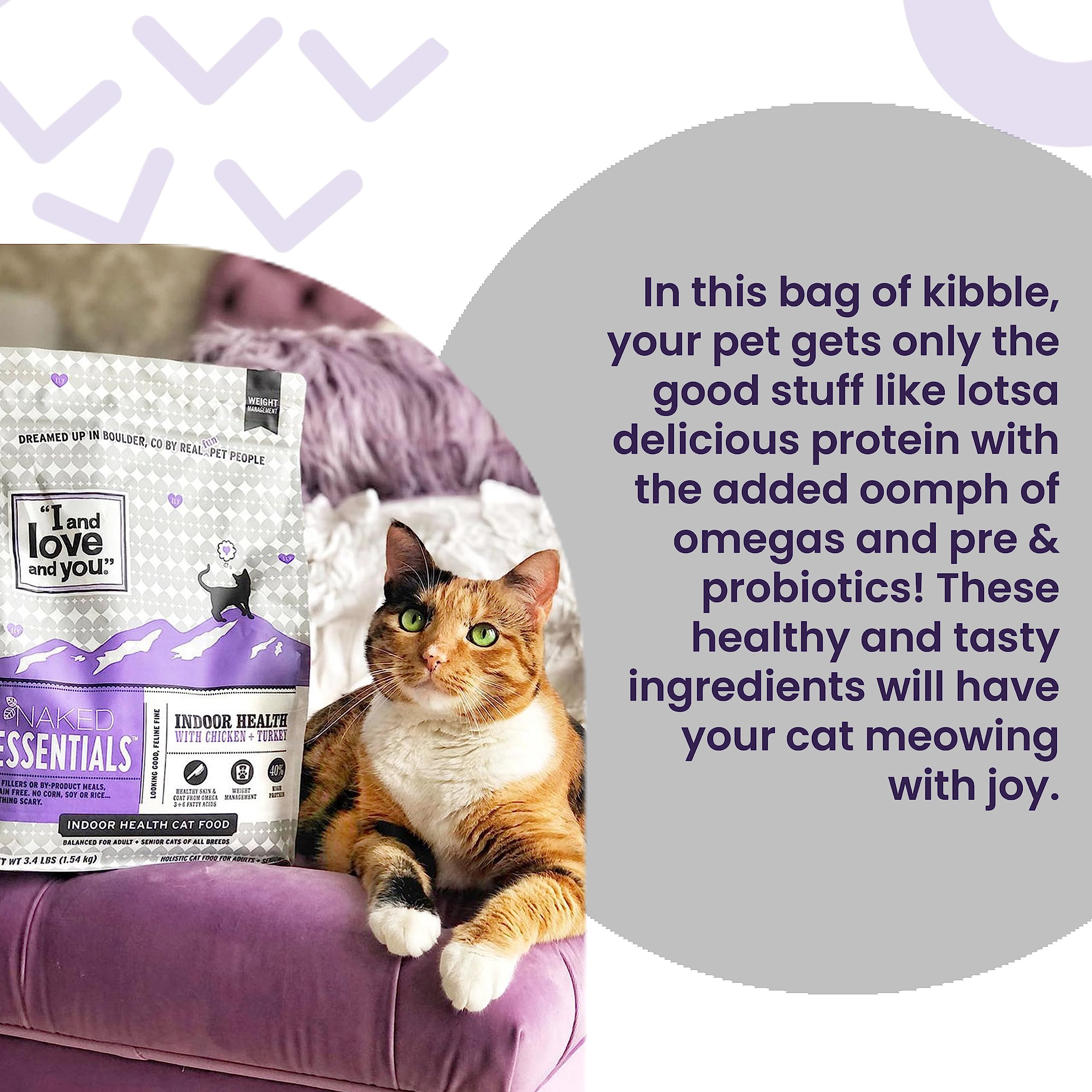 I and love and you Naked Essentials Dry Cat Food - Salmon + Trout - Grain Free, Real Meat, No Fillers, Prebiotics + Probiotics,