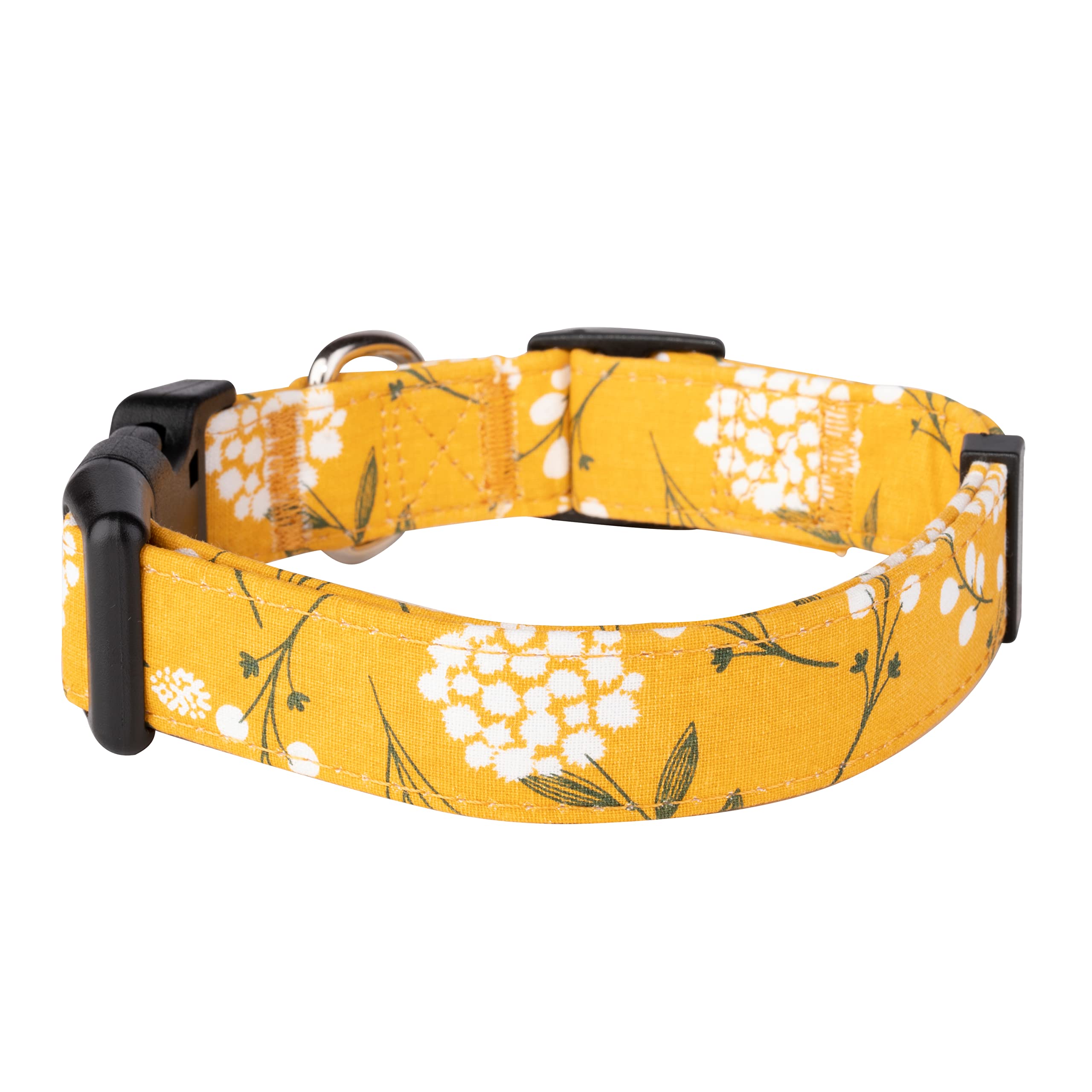 Dog Collars For Small Medium & Large Dogs - Designer Patterns On Long Lasting, Adjustable, Strong And Durable Collars For Dogs - Choose From Stunning Patterns And Colors. Yellow Spring Dog Collar