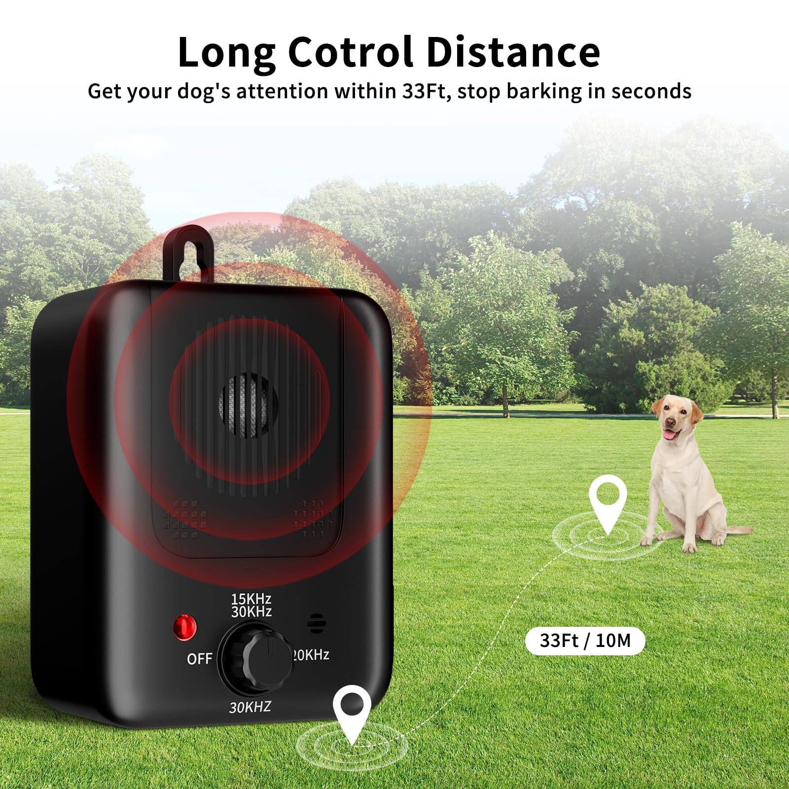 Anti Barking Device, 3 Modes Ultrasonic Anti Barking Device For Dogs, 33Ft Rechargeable Dog Barking Deterrent Devices Indoor Out