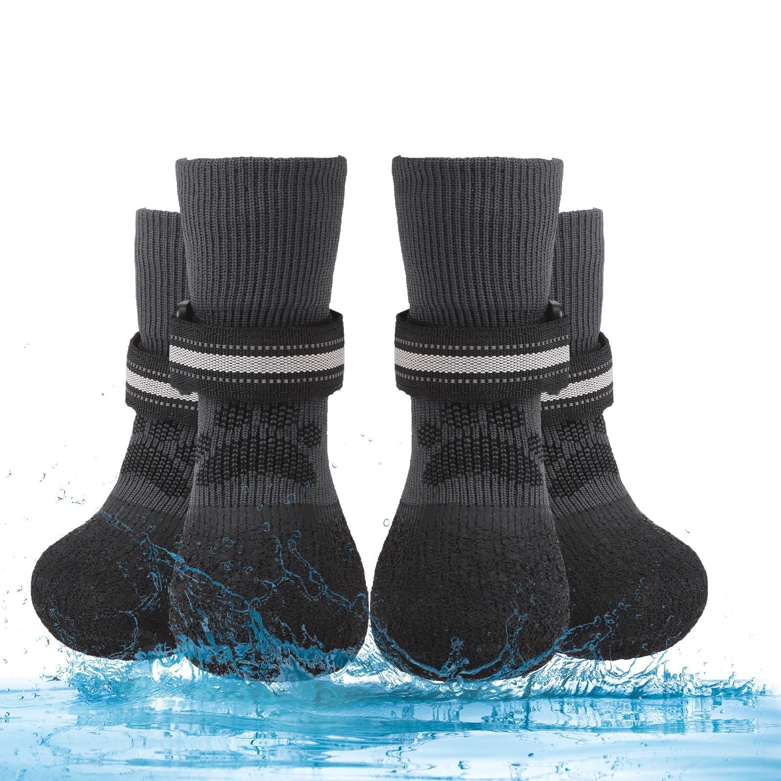 Bingpet Anti Slip Dog Shoes Socks,Dog Booties Waterproof For Hot Pavement With Reflective Straps,Dog Paw Protector For Hardwood 