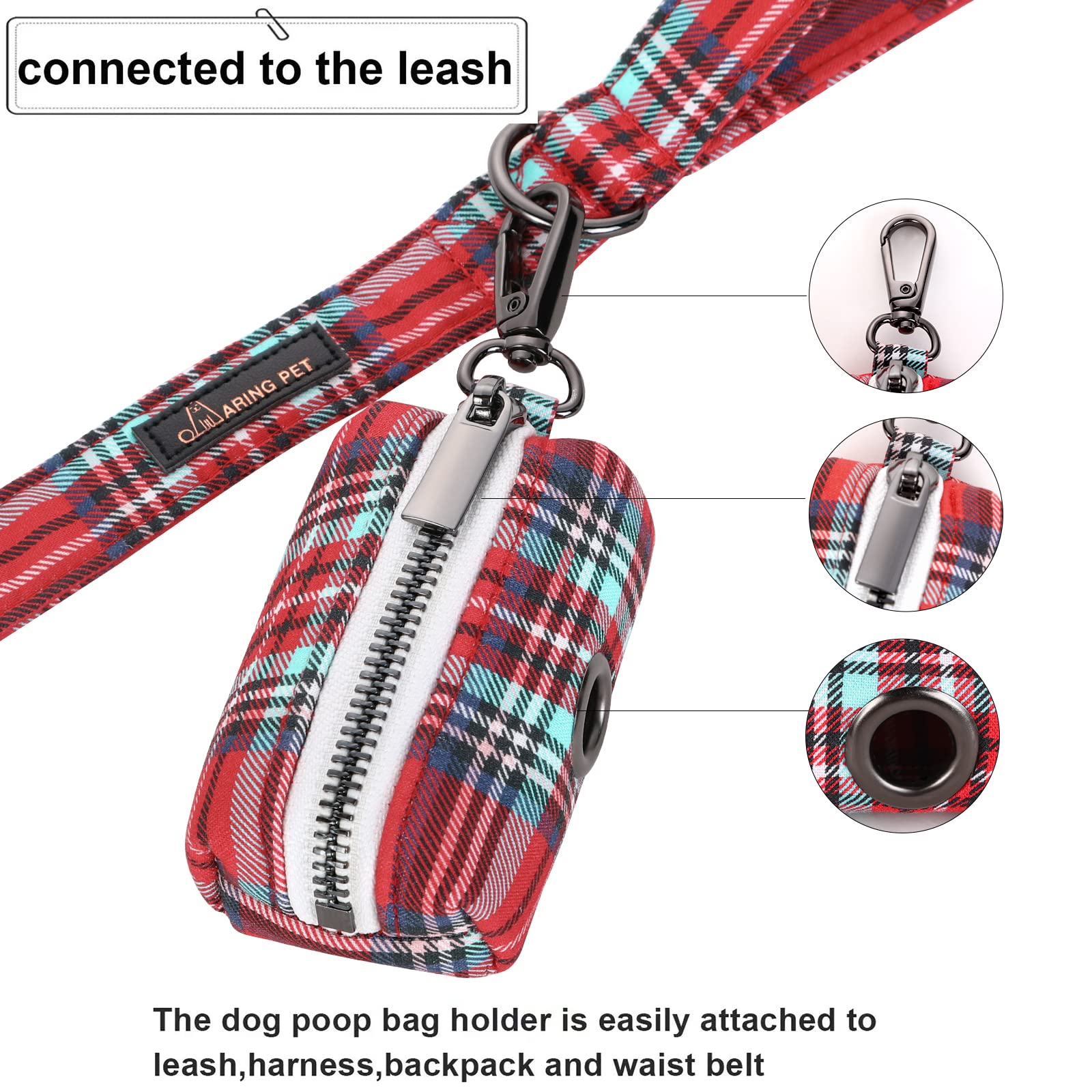 Aring Pet Dog Poop Bag Dispenser, Christmas Doggy Poop Bags Holders Attach To Any Leashes, Portable Washable Cotton Pet Waste Po