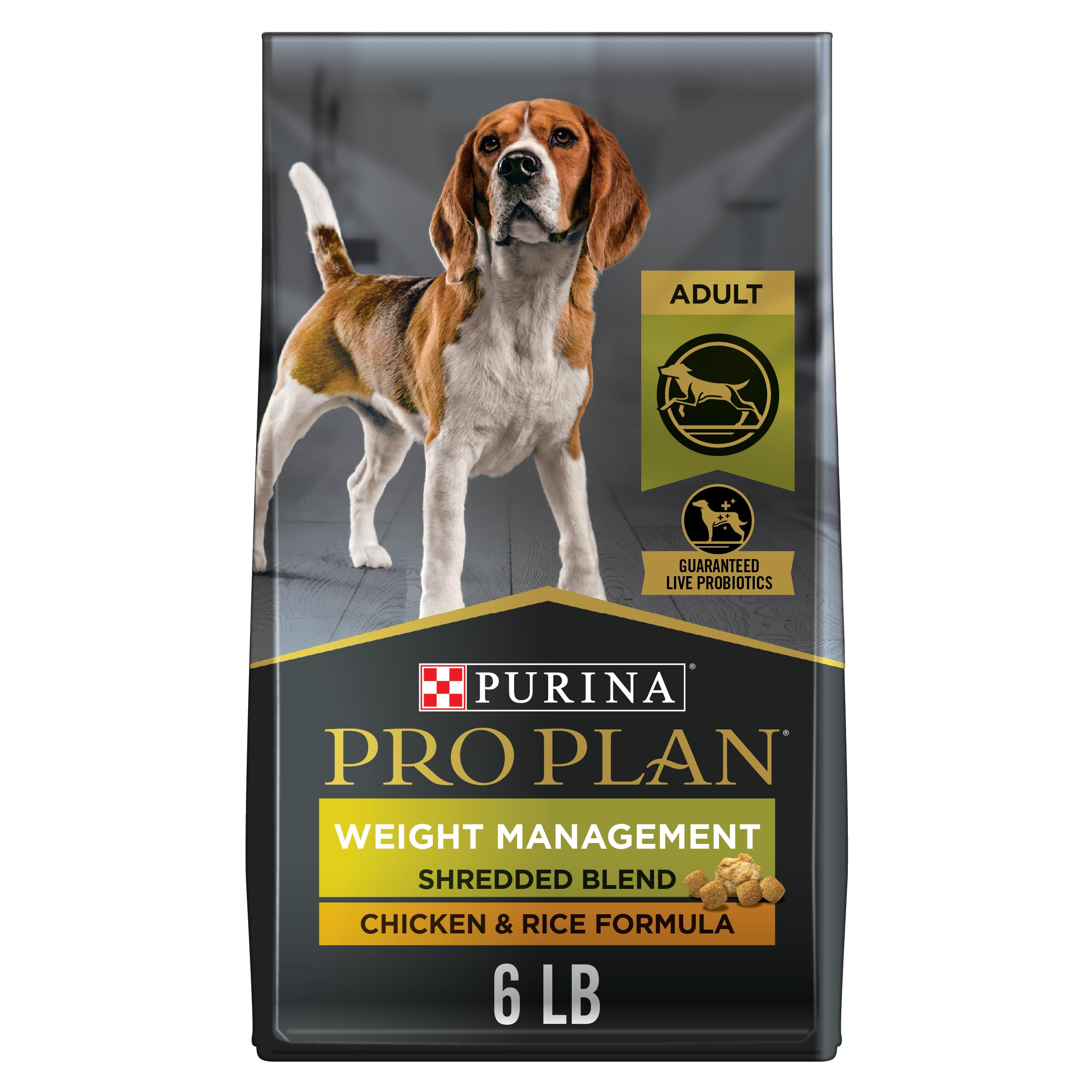 Purina Pro Plan Weight Management Dog Food, Shredded Blend Chicken & Rice Formula - 6 lb. Bag