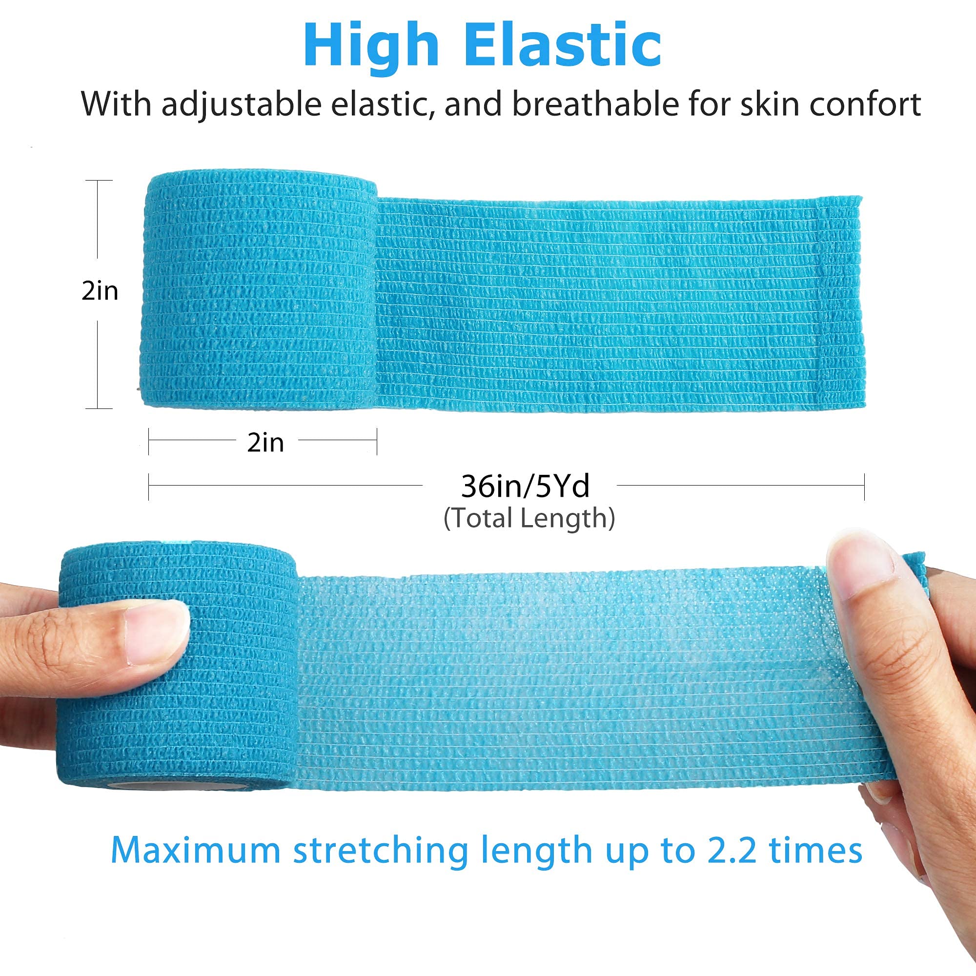LotFancy Vet Wrap for Horses Dogs, 10 Pack, 2 inch x 5 Yards Self Adhesive Bandage Wrap, Breathable First Aid Tape for Pets Leg