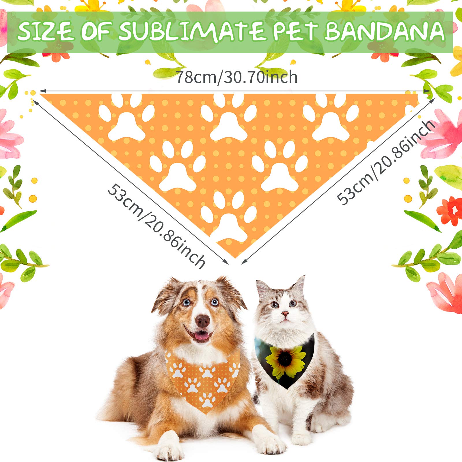 24 Pieces Sublimation Blank Dog Bandanas Solid White Diy Pet Bandanas Triangle Scarf Polyester Pet Heat Transfer Triangle Bibs Kerchief Accessories For Dogs Puppy Cats