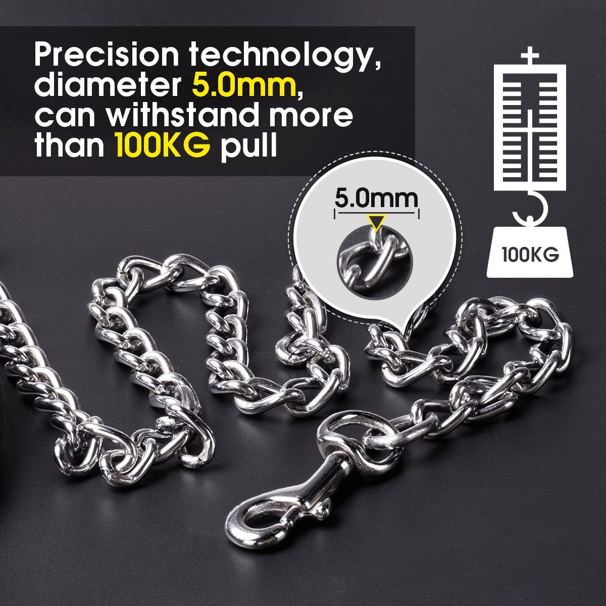 Ctopogo Premium Chain Heavy Duty Dog Leash - Soft Padded Leather Handle Lead - Perfect Basic Leashes Specifically Designed For O