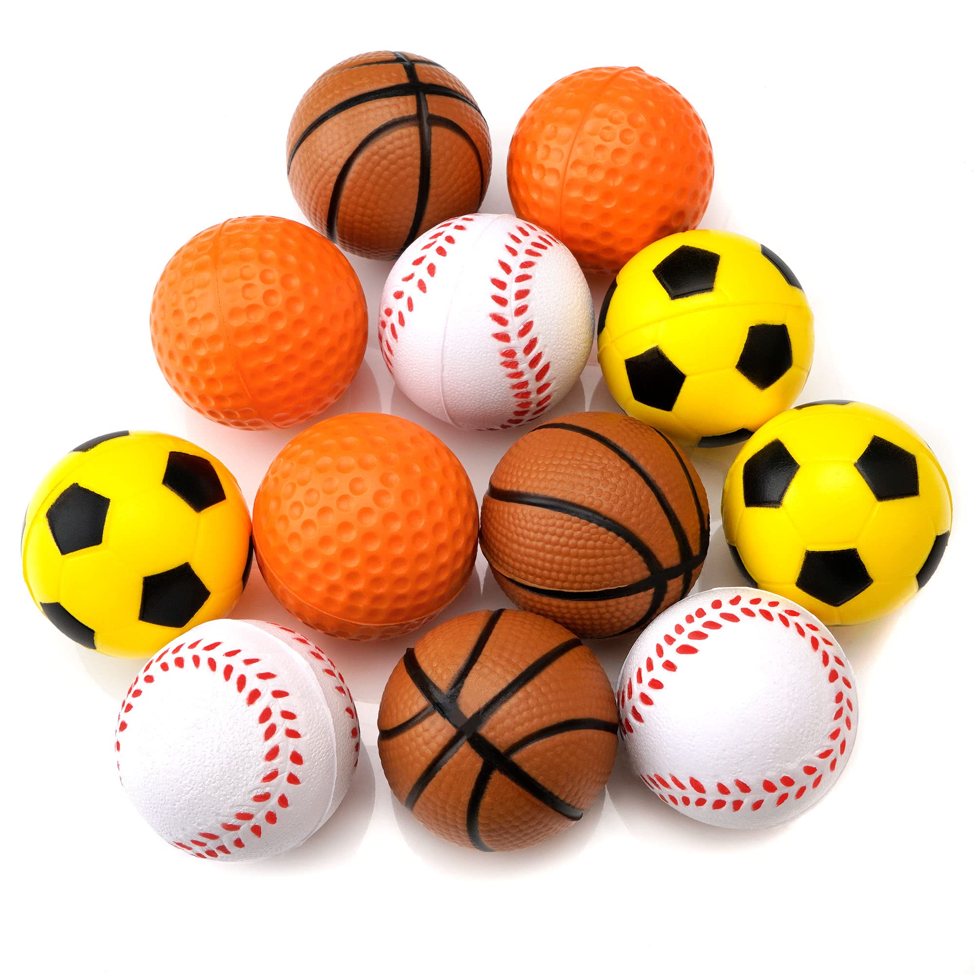 Chiwava 12 Pack 1.6 Inch Soft Rubber Foam Cat Toy Ball Sponge Sport Balls Kitten Interactive Toy Assorted Color