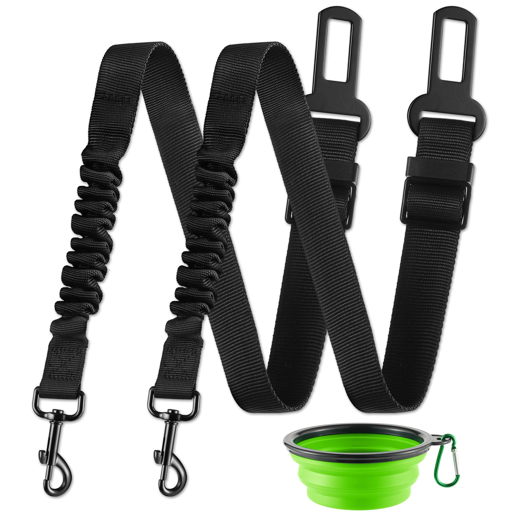 Livtee 2 Pack Retractable Dog Car Harness, Adjustable & Comfortable Dog Seatbelt Leash, Elastic Nylon Pet Safety Seatbelts For V